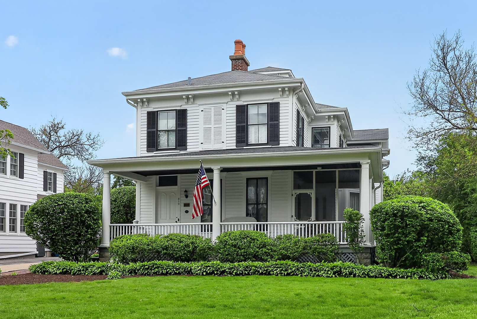 Discover this charming historical landmark home, perfectly situated within a short walk to the town center, train station, and shopping. This lovingly maintained residence has been thoughtfully expanded to preserve its character and integrity, featuring opulent ceiling heights that enhance its grandeur. With ample additional livable attic space, the possibilities for customization are endless. The property boasts a rare 4-car tandem garage, complete with a versatile room above, ideal for a workshop or studio. Set on a larger-than-average lot measuring 81x173, the inviting front porch and screened porch provide the perfect spots for relaxation. The many upstairs bedrooms cater to families of all sizes, while the desirable Monroe school is conveniently within walking distance. Recent updates, including a freshly painted exterior and a newer HVAC system, plus brand new sump pump and hot water heater complete this exceptional package. Don't miss the opportunity to make this stunning home yours.