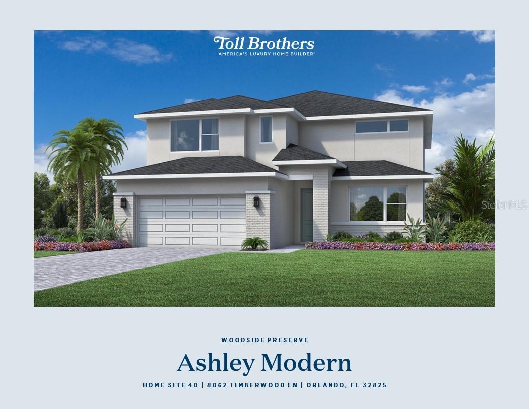 Under Construction. Stylish Two-Story Living in Woodside Preserve – The Ashley by Toll Brothers
Welcome to the Ashley—an elegantly designed two-story home located in Woodside Preserve, a boutique gated community by Toll Brothers with only 53 exclusive residences. This 4-bedroom, 3-bathroom home includes a spacious loft and a versatile flex room, offering ample space for both comfortable everyday living and entertaining.

Inside, discover thoughtfully designed interiors with open-concept living spaces, modern finishes, and natural light flowing throughout. Whether you're working from home in the flex room, relaxing in the upstairs loft, or gathering with friends and family in the heart of the home, the Ashley delivers comfort, function, and timeless style.

Ideally located on the east side of Orlando, Woodside Preserve offers unmatched convenience with easy access to major highways 417 and 408, making commutes a breeze. You’re just 15 minutes from Orlando International Airport, close to top medical facilities, and minutes from the University of Central Florida. Plus, a public golf course sits right across the street—perfect for morning tee times or weekend relaxation.

Discover a lifestyle of elevated comfort and everyday convenience in this thoughtfully planned community—where luxury meets location, and the Ashley is ready to welcome you home.