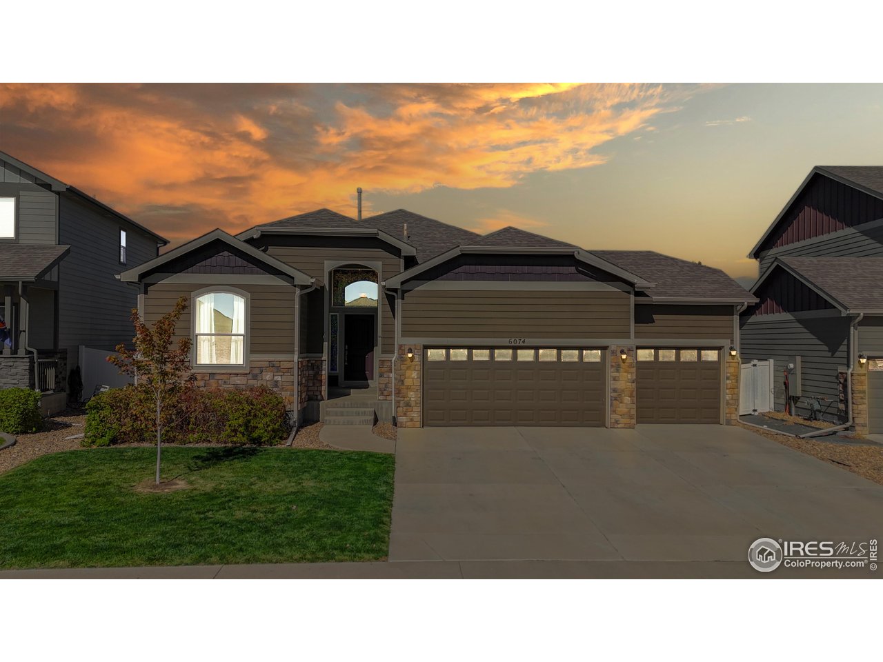 So many rooms for activities! The hunt is over, you're finally found the perfect balance of size and space and price! This spacious ranch floor plan offers you 5 bedrooms for all of your needs, the possibilities are endless! Built in 2017 and offering 3,446 sq ft, this home gives you the space and flexibility today's lifestyle demands. This property offers modern finishes, flexible spaces, and an ideal layout for everyday living and entertaining. The main level features a large and inviting entry, hardwood floors, vaulted living room, formal dining room, and a bright breakfast nook. The kitchen includes granite countertops, stainless steel appliances, a large island, tile backsplash, and pantry storage. The main-floor primary suite sits on its own private wing and features a dual-sided fireplace, walk-in closet, and a spacious 5-piece bath. A second main-level bedroom with vaulted ceilings, a full bath, and a convenient laundry room off the 3-car garage complete the first floor. The finished basement adds exceptional versatility with a large rec room, two conforming bedrooms and full bath, plus an additional bedroom suite with its own private bath and walk-in closet-ideal for guests or multigenerational needs. Outside, enjoy a fully fenced yard with no rear neighbors, a lush lawn, and a dog run. The space is perfect for relaxing or entertaining. Sitting on a manageable 6,945 sq ft lot, this home balances outdoor space with low-maintenance living. Located close to Windsor's parks, trails, schools, and is just up the road from Pedro's Coffee. You also have quick access to Fort Collins and Loveland, this property offers the comfort, convenience, and lifestyle buyers love in Northern Colorado.