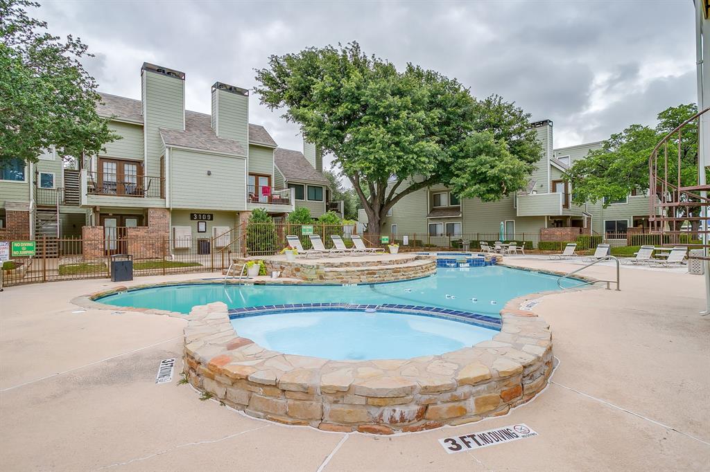 Low Maintenance Living in The Heart of Fort Worth! Beautifully UPDATED Condo in the Popular University Park Condominiums! One bedroom, one bath PLUS Loft that is large enough for a queen size bed. Could also be used as a home office or workout area.  Primary has TWO Walk-In Closets! Open floor plan. Luxury Vinyl Plank on first floor. Washer, Dryer and Fridge Included!  Gated Community! Beautiful Pool area with perimeter fencing, open spaces, and lots of lighting at night. Private balcony with a nice-sized storage closet.  Reserved parking space #43. Close to downtown and the Stockyards! Within walking distance to restaurants, Dickies Arena, Will Rogers, UNT Health, and the Museums! Come take a look today!