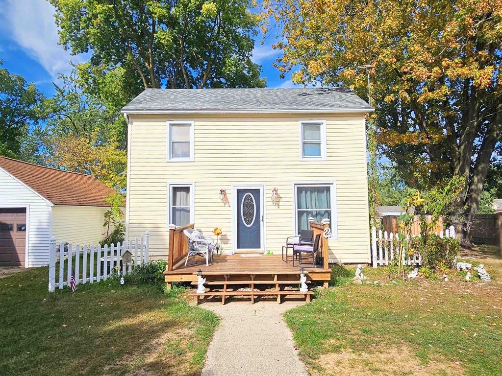 Welcome to your home in the heart of the quiet town of Elsie! This two-story house features three bedrooms and a bathroom, perfect for comfortable living. You will appreciate the recent improvements, such as front porch, carpet, paint, fence, walkway and sump pump. New roof in 2021, newer windows and siding. Situated on a quarter-acre lot, it offers ample outdoor space, including a deck for entertaining, pool stays and a handy shed for storage. Enjoy a small garden area and relax in the above-ground pool. With its prime location, this home combines small town convenience with cozy living. Here is the location and property you can call HOME! For your added peace of mind  the seller is making a one year home warranty available to you, the buyer.