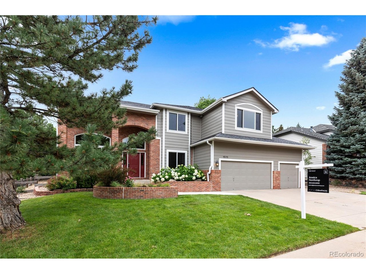 Classic architecture and thoughtfully remodeled interiors create a warm, inviting setting on a landscaped 0.29-acre lot in Castle Pines. Large windows draw in natural light, while wood floors, built-in cabinetry, and gas fireplaces lend character throughout. Remodeled in 2023, the kitchen pairs a generous island with JennAir appliances, a Bosch dishwasher, double ovens, a pot filler, and a wine cooler. A kitchen window frames the backyard, offering glimpses of visiting wildlife. The adjoining family room invites relaxed evenings by the fire, while separate living and dining spaces offer room for conversation and entertaining. A glass-door office provides a bright setting for working from home. Upstairs, the primary suite offers a private retreat with a gas fireplace, sitting area, and custom closet built-ins. Its remodeled five-piece bath features quartz countertops, dual sinks, and heated floors. Five bedrooms and a finished lower level with a wet bar and gathering space provide flexibility for guests, hobbies, and everyday living. Outdoors, the patio invites open-air dining in the landscaped, fully fenced backyard. A three-car garage includes storage cabinetry and an EV hookup. Beyond the home, community amenities include a pool, clubhouse, playground, tennis courts, and trails, with parks, Buffalo Ridge Elementary, and convenient access to I-25 nearby. A warm, welcoming place to gather with friends, enjoy quiet moments, and settle into the rhythm of life in Castle Pines.