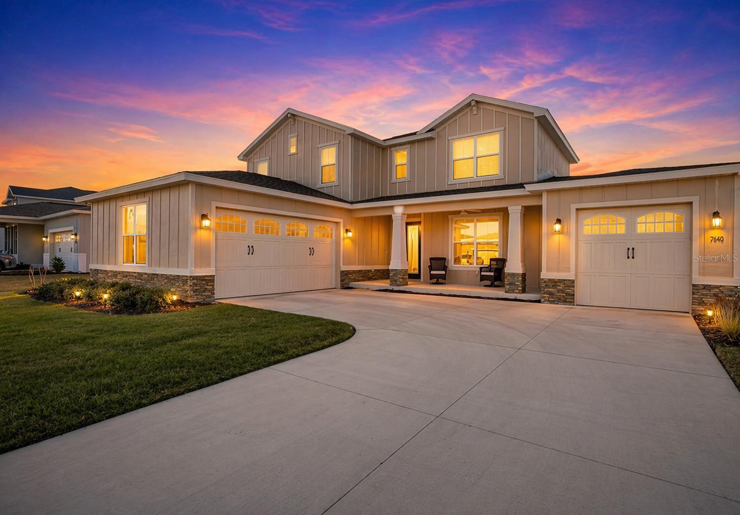 PRICE IMPROVEMENT!!Newer construction home in Calesa Community of Sorrel Glen that hasn't been lived in yet! An immaculate 4/4.5 bath Mulberry model home built in 2024 with lovely leaded glass door entry with accented windows. A primary bedroom on the first floor is the sanctuary you deserve, spacious with huge his and hers closets, and luxurious shower with upgraded shower bar and dual vanities.  This lovely home also features a customized Florida room, unlike the other models of this same home, complete with a mini split for efficiency and coolness. Beautiful, upgraded quartz countertops in the kitchen, high energy efficient SS appliances, farmers sink and a large sit in breakfast area.  The loft area upstairs is finished with 3 bedrooms, 3 baths with upgraded tile package in each shower. Home is equipped with extra outlet and extra recessed lighting packages and plumbed in case you want to add a water softener.  Exterior upgrades include 4 hose bibs, soffit lighting, soffit outlets at each corner and split 3 car garage. Seller spared no expense when customizing this home: to many upgrades to mention. You have to come and see it for yourself to appreciate all the bells and whistles.  Being a part of this community allows your youngsters to attend a K-8 charter school, FAST swimming pool complex known for training athletes, splash pad for the kiddies, skate park, new restaurant under construction. Come be a part of this fast-growing community that offers the resort style of living including golf cart paths that will take you to Publix and other areas and lots of family friendly activities to keep you and your family busy! Schedule your showing today! Models are selling fast.