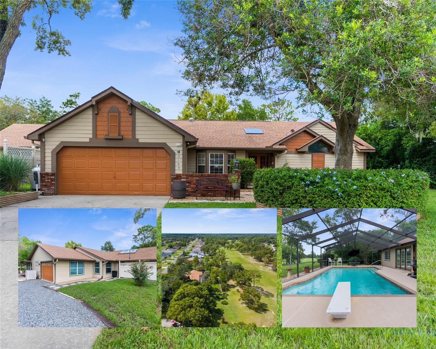 Preferred lender offering a credit on this one-of-a-kind home!

Welcome to this beautifully maintained 3-bedroom, 3-bathroom pool home with sunroom and flex room, offering 2,862 sq. ft. of living space and 3,673 sq. ft. total under roof. Nestled on a 0.69-acre lot along Oak Hills Golf Course—with no HOA—this property blends privacy, comfort, and resort-style living.

Step through the foyer into a bright living room with vaulted ceilings, skylights, and an inviting open feel. The split floor plan ensures privacy, with the primary suite tucked into its own wing. A flex room, formal dining area with pool views, cozy dinette, and oversized sunroom with ensuite bath and wheelchair-accessible drive-in shower provide versatile spaces for relaxation and entertaining.

The kitchen combines elegance and function, featuring soft-close cabinetry, a water line above the cooktop, a built-in wall oven with convection oven/microwave combo, panel-ready dishwasher, and convenient access to both the dining and living rooms.

Thoughtful details include wall molding, accent lighting, and ceiling illumination that add warmth and character. Recent upgrades include a new roof (2021), solar-powered 80-gallon water heater (1–2 years old), and updated cabinetry. Additional features include scratch-resistant vinyl flooring, professionally maintained carpets, tinted windows, and air returns in every room for enhanced comfort and efficiency. A generator provides peace of mind, while both a propane fireplace in the living room and an electric fireplace in the sunroom add cozy charm.

Step outside to your private retreat: a screened 8-foot-deep pool with diving board and spa, framed by lush landscaping and serene golf course views. With two attached garages (three total spaces), an additional side parking area, and a storage shed, there’s ample space for vehicles, hobbies, and toys.

This home truly offers the best of both worlds—resort-style amenities and tranquil golf course views without HOA restrictions. Schedule your private showing today and experience it for yourself!