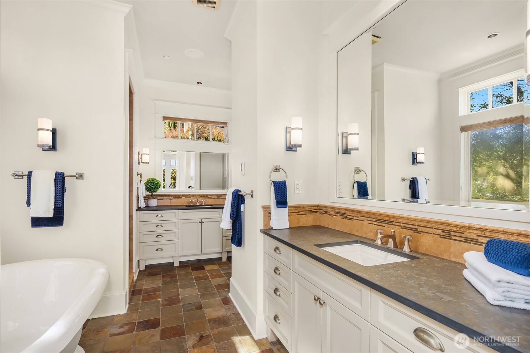 Settle in a soak your troubles away in the spa-like bath designed for total mind-and-body restoration.