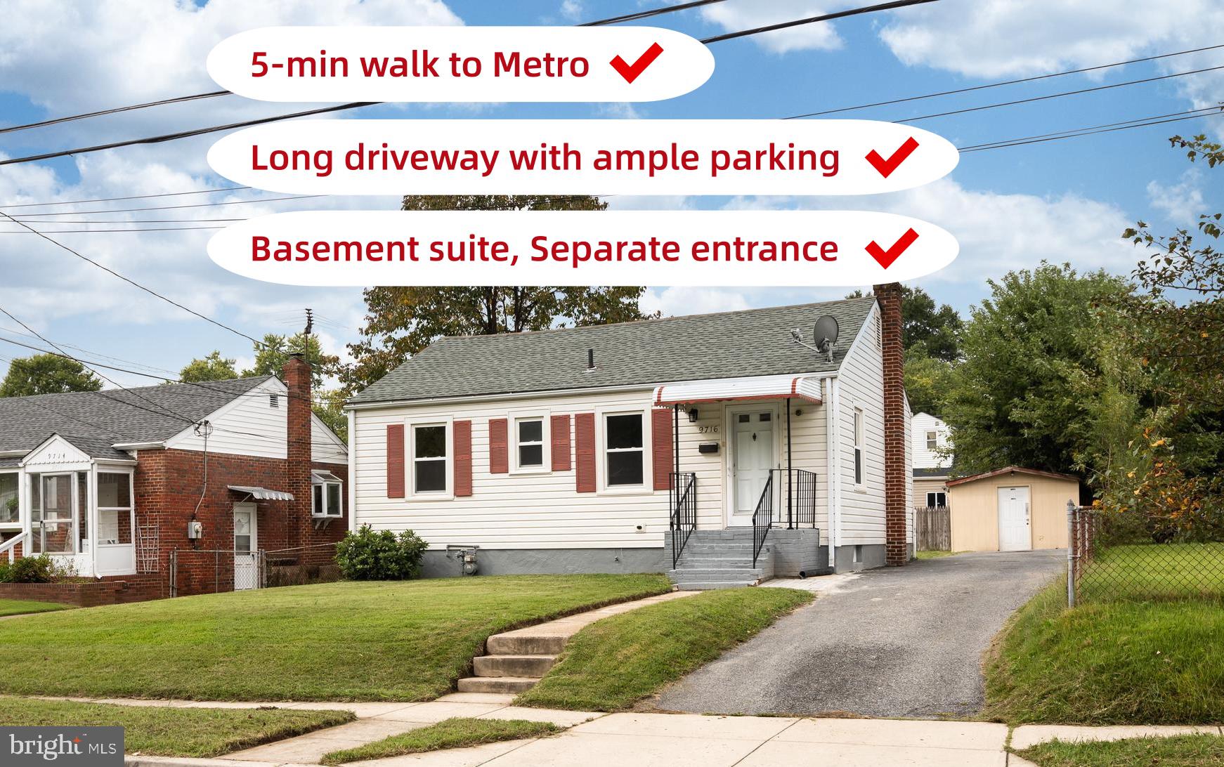 Welcome to this move-in ready home in the heart of College Park with unbeatable commuter access and flexible living space!Enter the main level, you’ll love the bright and welcoming living room and 2 spacious bedrooms, all finished with hardwood floors, along with a full bath in this level. A thoughtfully designed eat-in kitchen. The kitchen features plentiful cabinet storage, modern appliances, and generous counter space that makes both everyday cooking and entertaining a pleasure. The lower level offers incredible versatility: a private side entrance, large living area, its own bedroom plus a bonus room, full bathroom, laundry, sink, and refrigerator — perfect for an in-law suite, guest space, or rental income opportunity. This home offers 4 livable rooms and two full baths total.The property also features a long driveway with space for multiple cars, a backyard shed, and a generous flat yard — ideal for outdoor entertaining, gardening, or simply enjoying the open space with family and pets.The location is a true standout: just a 5-minute walk to Greenbelt MARC and Greenbelt Metro, making daily commutes to Washington, Baltimore, or beyond a breeze. You’re also minutes from the University of Maryland, shopping, dining, and popular outdoor escapes like Lake Artemesia Natural Area and the Rhode Island Avenue Trolley Trail.Whether you’re looking for your first home, a property with rental potential, or a place that balances city access with neighborhood charm, this home checks all the boxes. Don’t miss the chance to own a well-cared-for gem in one of the most convenient spots in College Park!