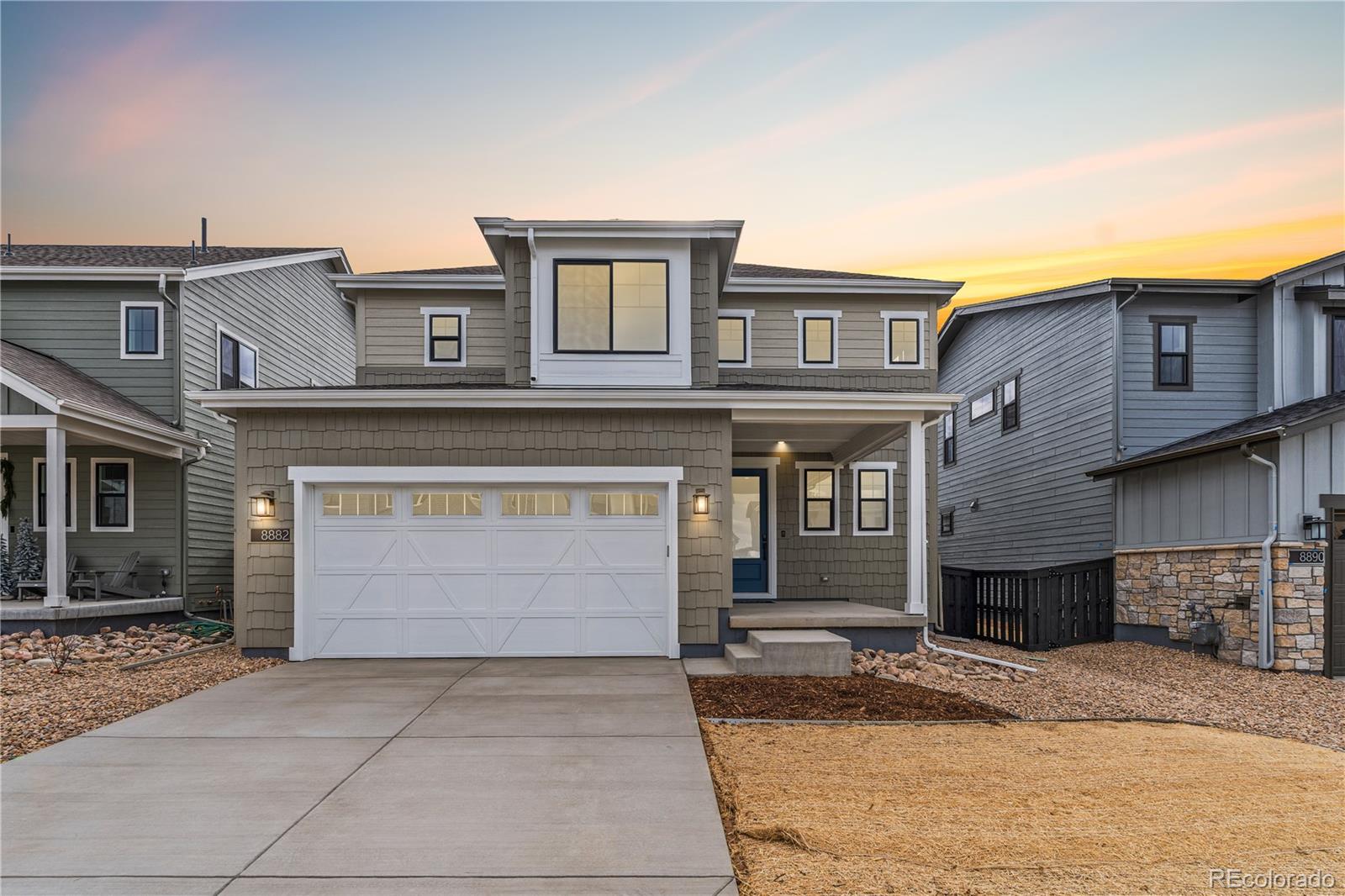 Beautiful two-story home on a garden home site in the desirable Solstice Community by Shea Homes. Solstice is surrounded by Chatfield State Park on 3 sides of the community and acreage parcels on the 4th side. This two-story home has 4 bedrooms, 3.5 baths, study with barn doors, loft, fireplace, covered deck, and 2 bay garage.  Design finishes include Evoke luxury plank flooring in Astoria/Gaela,  MSI engineered stone counter tops in Carrara Delphi, and Yorktowne Henning cabinets in White Icing and Macchiato.  Please contact a community representative for details.   The Mirabelle Metropolitan Districts provide various services to the property and in addition to the estimated taxes, a $40 per month operations fee is imposed.