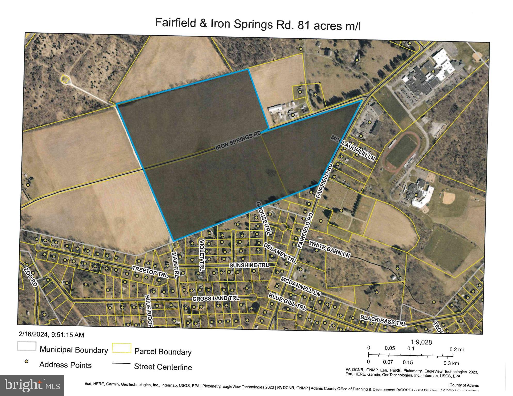 81 acres (2 parcels) complete road frontage, zoned commercial, (7) water & sewer hookups also available for additional costs.