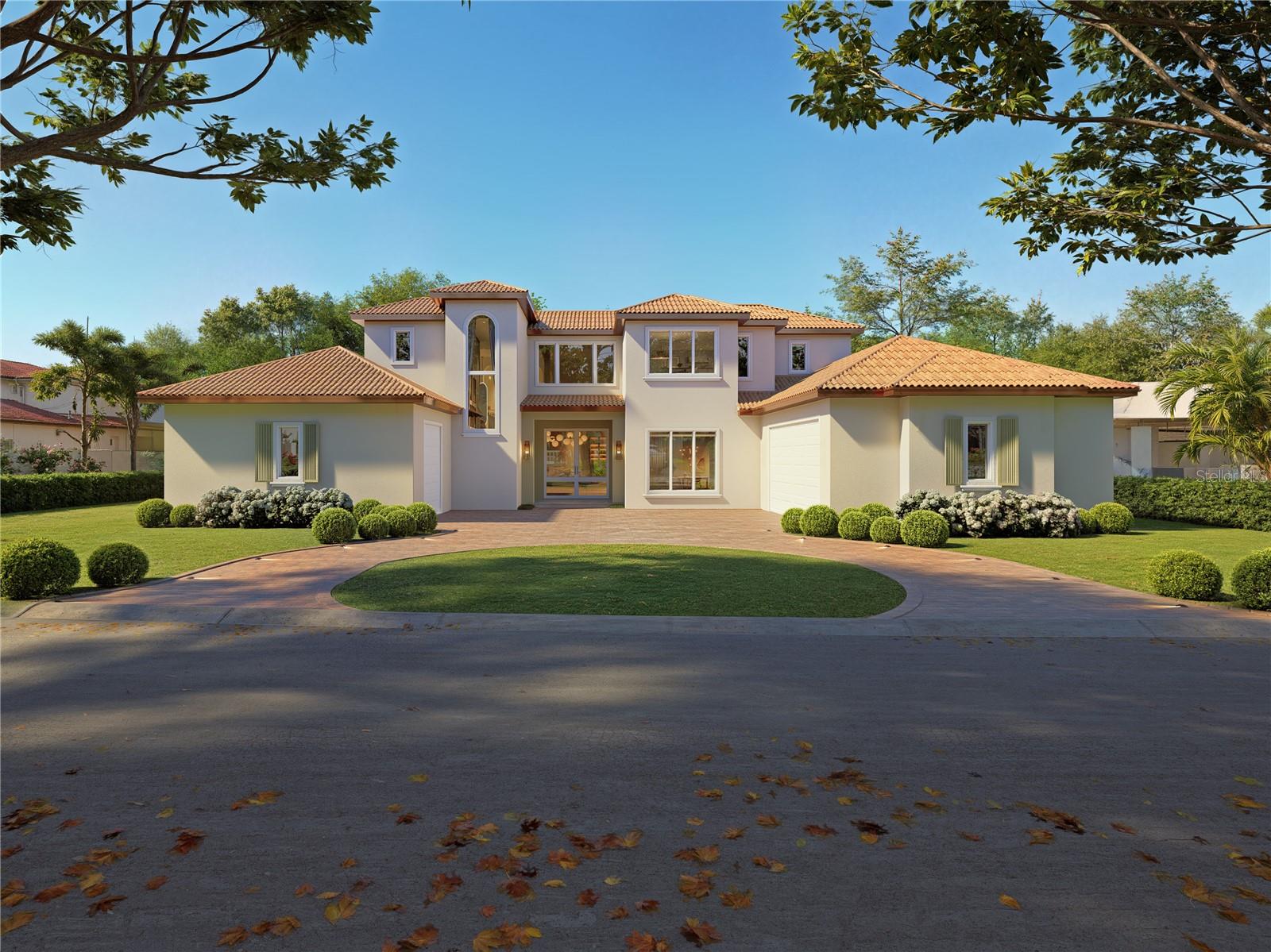 Under Construction. Welcome Home! Parade of Homes 2026 nominee - This remarkable two-story custom home at 7958 South Park Place in Orlando, features a total living area of 4,839 square feet and total area under roof of approximately 6,315 square feet and was built to impress! The first floor contains approximately 3,286 square feet of open living space - full of natural light and with the primary bedroom on the first floor. With oversized windows, travertine flooring throughout, primary bathroom with his and hers shower and toilets, the home was built with every detailed thought to provide comfort, quality of life, and luxury living. The residence offers five bedrooms and five-and-a-half baths. The main level includes the kitchen, pantry, living and dining areas, primary suite, one additional bedroom, laundry room, IT room and a dedicated office or study. The second level includes three bedrooms, baths serving those bedrooms, a loft or flex area, laundry and mechanical space. The residence includes a three-car garage, configured as a two-car garage on one side of the house and a separate single-car garage on the other with an access to the primary bedroom. Exterior living spaces include a large covered and screened main lanai with summer kitchen and outdoor fireplace, a private lanai off the primary suite and a covered front porch. The structure is built on a concrete stem wall foundation with insulated concrete walls, with a wind load design of over 170 miles per hour. High-quality, energy-efficient Andersen windows and doors are provided throughout the home, creating a safe, quiet and comfortable living space. A concrete tile roof with a peel-and-stick underlayment provides exceptional protection from the elements. The building envelope incorporates a high-performance insulated concrete wall assembly (ICF) with a high-performance insulated roof, intended to moderate interior temperatures, reduce heat transfer and improve overall comfort. The two HVAC systems utilize a variable speed inverter hybrid technology, resulting in reduced energy consumption without sacrificing comfort. Since the home is so well sealed, additional dehumidification systems were added to each air-conditioning system to control humidity and increase comfortability. The home also comes equipped with a 16.91-kilowatt solar PV array to offset electricity consumption, and a whole-home propane backup generator with an automatic transfer switch during power outages. The home includes propane gas, supplying a number of appliances including a gas cooktop in the kitchen, outdoor grill, pool/spa heater, two tankless hot water heaters and a whole home backup generator. The kitchen is designed with an oversized island, Sub-Zero double ovens, Sub-Zero refrigerator and freezer, a walk-in pantry, a bar/wine area with dual wine refrigerators and a dedicated coffee station. The main lanai includes a large summer kitchen with a 42-inch grill and hood. Interior features include level 5 drywall finish, solid core doors, large windows, zero-entry showers, granite/quartz countertops, Sub-Zero appliances, large format natural stone flooring, two laundry rooms, and additional insulation in select areas to enhance sound control between rooms and living spaces. The residence is designed to impress for distinguish buyers who enjoys quality, comfort,  durability, energy efficiency, and storm resilience, to support long-term performance and livability.