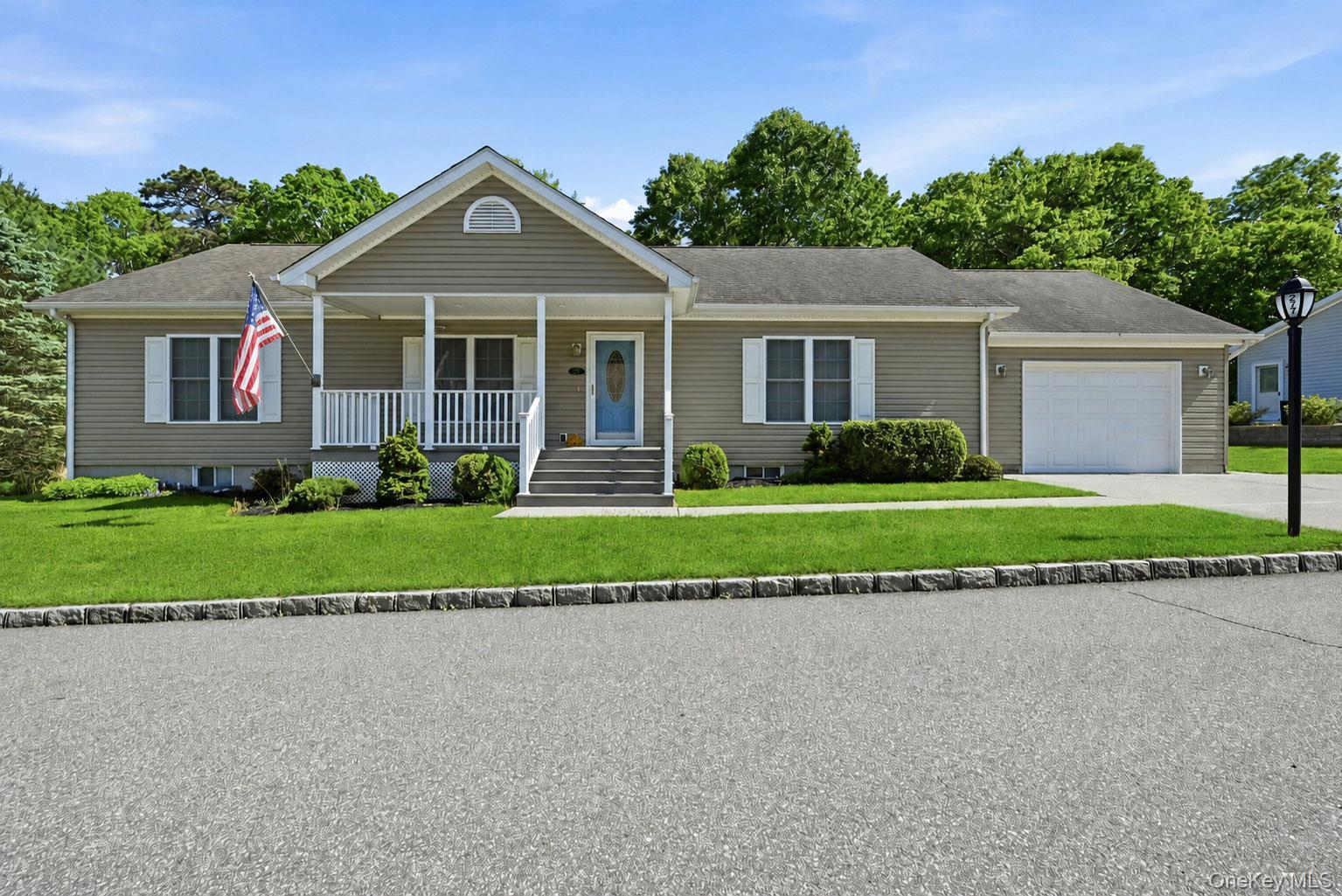 Welcome to this beautifully maintained home in the highly sought-after gated 55+ community of Foxwood Village. This charming residence offers 2 spacious bedrooms and 2 full bathrooms, featuring an open-concept layout with a bright living room and a gourmet kitchen complete with a center island. The primary suite includes a private ensuite bath and a generous walk in closet, while the second bedroom is perfect for guests or a home office. Enjoy your morning coffee in the breakfast area overlooking the peaceful, serene backyard, or relax year-round in the cozy sunroom.Additional highlights include laminate flooring throughout, numerous upgrades, in-ground sprinklers, a one-car garage, a rear storage shed, a full basement, and an expansive attic providing exceptional storage space. Foxwood Village offers outstanding amenities, including a clubhouse with a full kitchen, a cozy fireplace, fitness center, library, heated swimming pool, game room, and shuffleboard courts.Conveniently located near shopping, local vineyards, fine dining, and the aquarium, this exceptional home combines comfort, convenience, and an active lifestyle. Don’t miss the opportunity to make this beautiful gem your own!