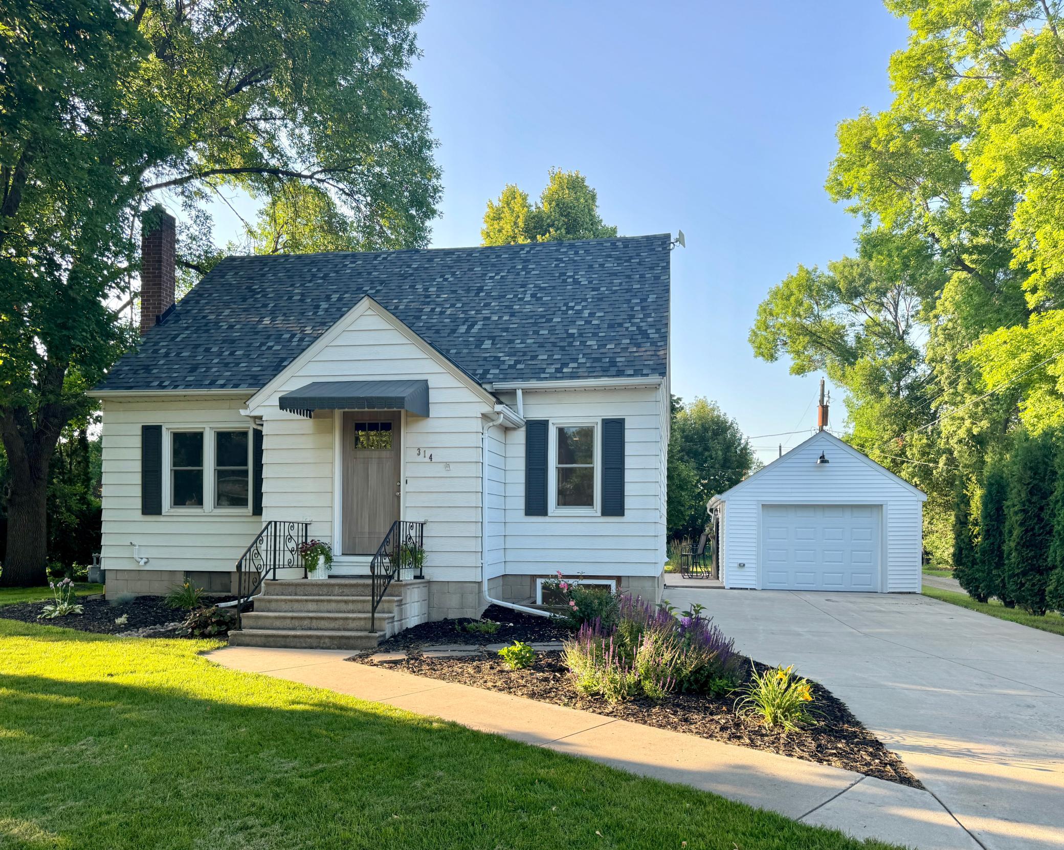 Welcome home to this charming 1½-story, four-bedroom, two-bath home that offers the perfect blend of character, comfort, and modern updates. With approximately 1,500 finished square feet, this updated inviting property features a combination living/dining room area with electric fireplace, that creates a warm and welcoming atmosphere, remodeled kitchen with updated appliances, new furnace and central air units, as well as a main floor bedroom. The upstairs offers 2 spacious bedrooms with beautiful hardwood floors. The finished basement provides a comfortable family room, 4th bedroom, ¾ bath with laundry area, additional storage space, and plenty of flexibility for everyday living.Outside, you’ll enjoy a large backyard complete with a patio area that’s perfect for entertaining, relaxing, or enjoying summer evenings. A single-stall detached garage which was recently sided, storage shed, and new shingles add to the home’s value and convenience. Located in a friendly small-town setting just a short walk from a local park, this move-in-ready home offers the lifestyle you’ve been looking for.