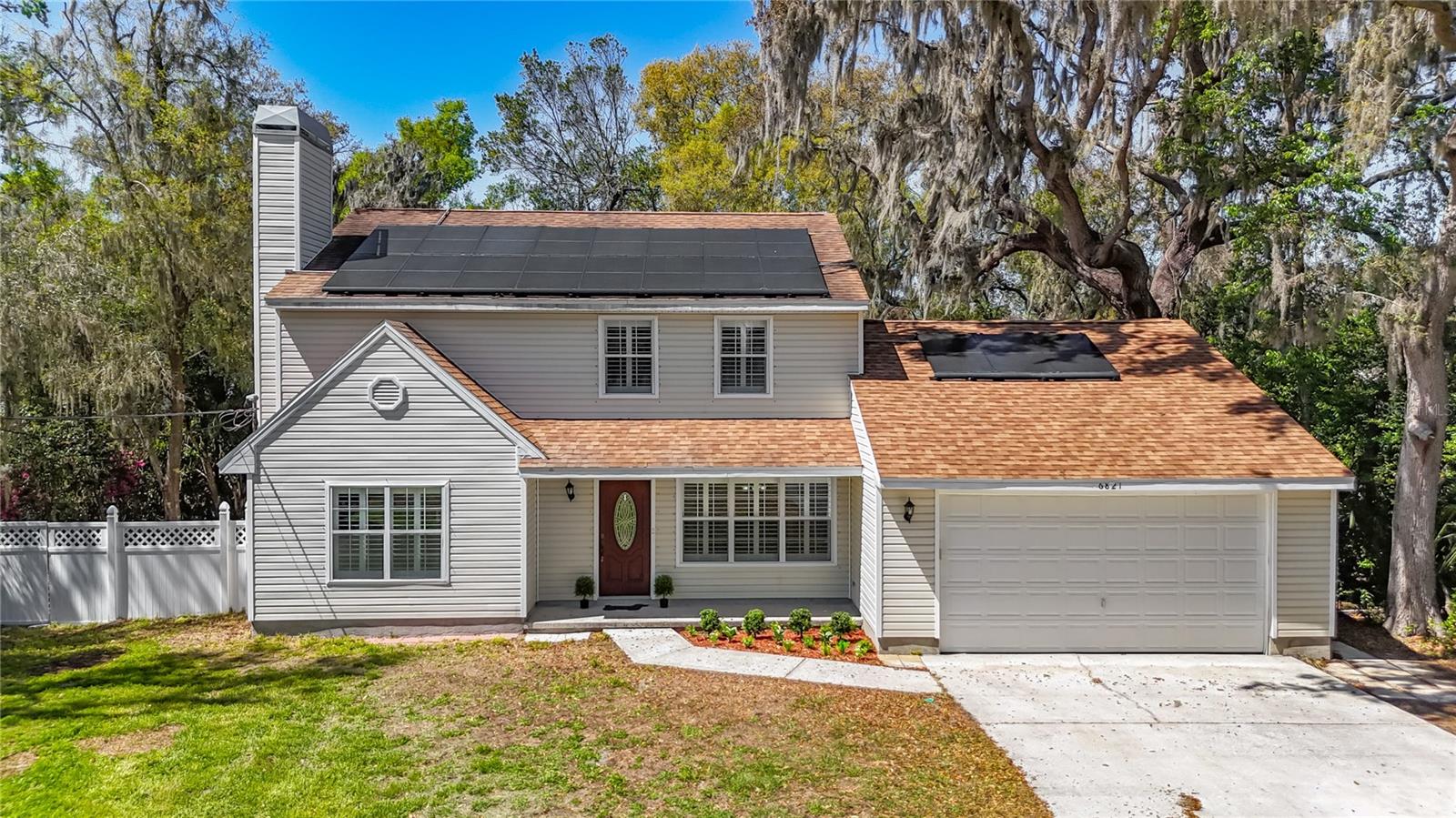 Under contract-accepting backup offers. Welcome to 6821 Potts Road, where you can enjoy a little more land, a little more privacy, and a little more breathing room without giving up everyday conveniences.  Offered for the VERY FIRST TIME by the original owners, this beautifully maintained 3-bedroom, 2.5-bath home sits on a HALF-ACRE in Riverview and offers the kind of setting that is increasingly hard to find in the Tampa Bay area.From the moment you arrive, this property gives off that QUIET and RELAXING feeling of “home”.  Inside, there is 2239 square feet of living space, so the layout is comfortable, with REAL wood flooring throughout- NO CARPET, great gathering spaces PERFECT for entertaining, a fireplace that adds character, and an updated kitchen with GRANITE countertops, plenty of workspace and storage.  The eat-in kitchen area is very convenient for daily dining while the large formal dining room is IDEAL for meals with family and friends.  Upstairs, the OVERSIZED primary suite with walk-in closet, and two generously sized bedrooms really stand out when compared to the smallish bedrooms being offered by today’s builders.  About the solar panels….they will be paid off by the Seller and you’ll REAP the benefit of an ELECTRIC BILL THAT’S LESS THAN $30/MONTH!  Got an RV or boat?  No problem.  There’s no pesky HOA, so you can ditch those monthly storage fees and store ALL your toys on YOUR property!Out back is where this property really leans into the laid back country lifestyle. The LARGE screened lanai looks out over a beautiful backyard framed by mature trees, giving you a PEACEFUL view and a place to chill. The backyard is a blank slate with PLENTY OF ROOM for a pool, deck, gazebo, a “mother-in-law” suite/accessory dwelling unit (ADU), steel building- the possibilities are ENDLESS.  It is easy to picture morning coffee/tea, relaxing evenings, weekend get-togethers, or simply enjoying the kind of backyard that most buyers WISH they could find.  Microwave (2025), Septic Pumped (2024), Range (2023), AC (2022), Roof (2016). For additional peace of mind, the entire home has hurricane shutters!This home offers a country living feel with CITY CONVENIENCE still close at hand.  With QUICK access to the Selmon Expressway, I-75, and I-4, you’re not too far away from Downtown Tampa, MacDill Air Force Base, many of the area’s medical facilities and hospitals, museums, sporting and cultural events, the BEAUTIFUL BEACHES on the west coast of Florida, as well as a straight shot toward Orlando when work or fun calls.  This home is near great A-rated schools like Boyette Springs Elementary and Riverview High School.  Do you like the outdoors?  Then you’ll LOVE the bevy of recreational parks like Riverview Park & Civic center, a 9-acre park with a playground, picnic shelters, a boat ramp, and a fishing dock on the Alafia River, as well as the Alafia Scrub Nature Preserve, and Bell Creek Nature Preserve.  Tired and don’t want to cook?  There are lots of GREAT restaurants to choose from including Tiki Docks Riverview, Box of Cubans, and The Wooden Spoon.  For grocery shopping you have MANY choices within minutes including Publix, Aldi, and the Riverview Fresh Market.  For other GREAT shopping, just head south for the Ellenton Premium Outlets or head north for the Brandon Exchange (formerly known as the Brandon Mall).  If you’re looking for elbow room, established surroundings, and for a house that just feels like HOME, 6821 Potts Road will not disappoint.  Schedule your tour today!