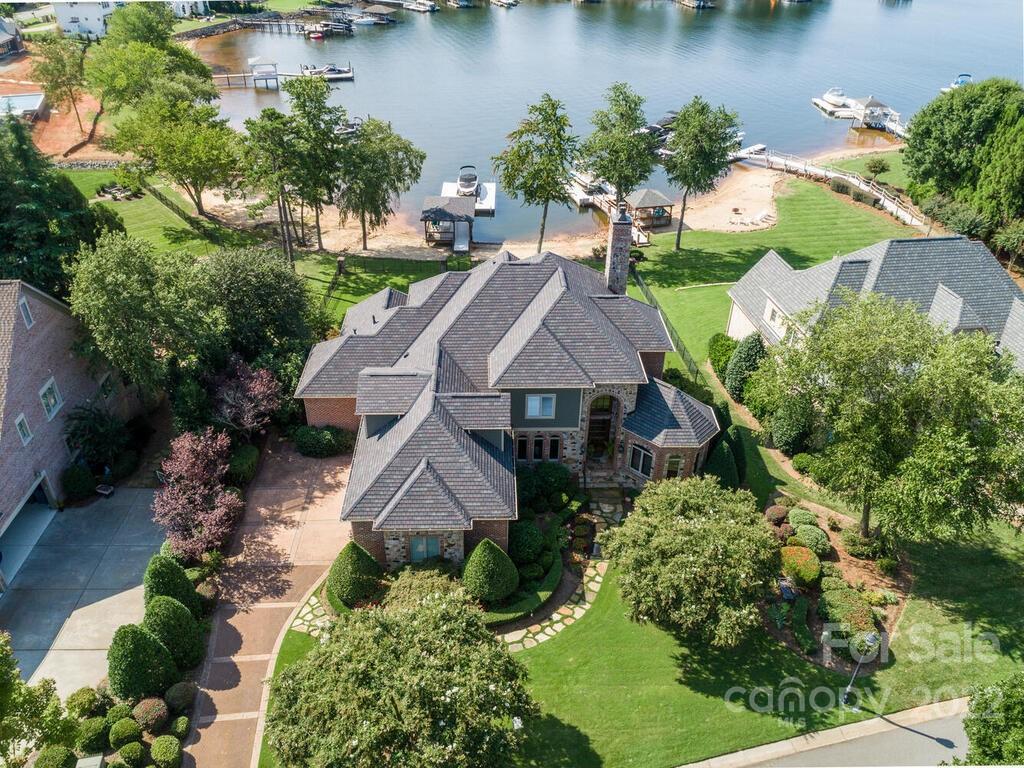 Aerial view waterfront Estate