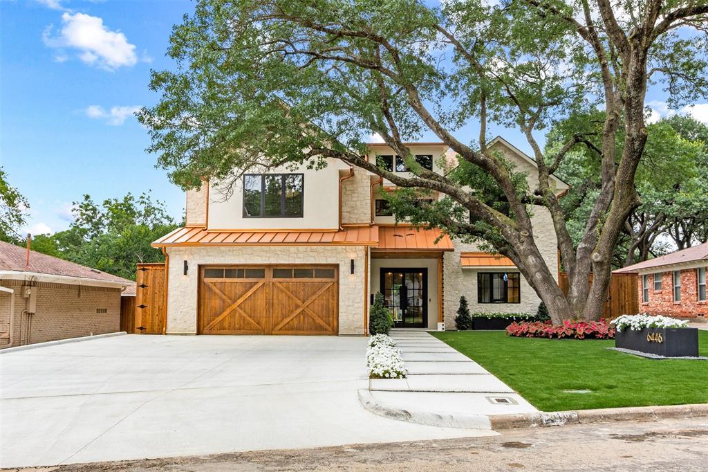 Austin Stone New Construction with One-of-Kind backyard nature escape! Experience the feeling of being in a treehouse from the primary suite overlooking the amazing backyard patio with green scape view.  Located in Caruth Terrace close to White Rock Lake this modern 4 bedroom, 3.5 bath property has everything from the large outdoor entertainment deck with Sub-Zero-Wolf appliances in the kitchen to all the upgraded details of modern living.   Amenities galore—SEER 20 Carrier HVAC with smart home thermostat, aqua guard laminate flooring, outdoor kitchen with DCS equipment, high end lighting (Tom Dixon, Herman Miller, Serge Mouille), Kohler Veil smart toilet, Kohler fixtures, built-ins, bonus room (with 5.1 surround sound, semi wet bar, 85 inch Samsung smart tv), SONOS audio system built in, pre-wired cat 6 for security, upgraded ZIP 3 thermal barrier sheating, Marvin Low E3 casement windows, and also including outdoor landscape lighting making this property glow! Highly desirable location close to downtown, retail and move in ready.