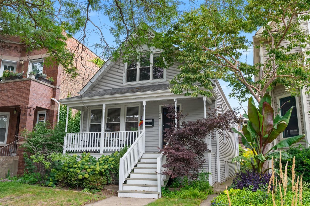Welcome to this updated single family home in Lincoln Square. Enter first from the charming front porch into the home, where on the main level the open layout features a living room, separate dining room, huge kitchen and breakfast nook. This updated kitchen features custom cabinets, stainless steel appliances, large waterfall island and tons of storage. And you'll enjoy breakfast in the adorable nook with built-in booth right off the kitchen. Adjacent to the living room is a huge first floor office/bedroom with full bath. The second floor primary bedroom has high vaulted ceilings with skylights and custom solar shades, bringing in tons of natural light. The ensuite bath has a walk-in fully tiled shower, sun tube for extra light and great storage. Additionally, there is a second bedroom currently used as a nursery also featuring two skylights. The finished basement has a large flex room for storage, playroom, etc. as well as a super cozy family/media room with theatre seats. Additionally you'll find the 4th bedroom, full bath with walk-in shower and laundry room with side by side W/D. This home is situated on an oversized 30 x 150 Chicago lot with a deck off the mudroom, huge back yard, welcoming outdoor patio and two-car garage. Winona is a quiet tree-lined street close to tons of restaurants, shopping, Winnemac Park and all Lincoln Square has to offer.