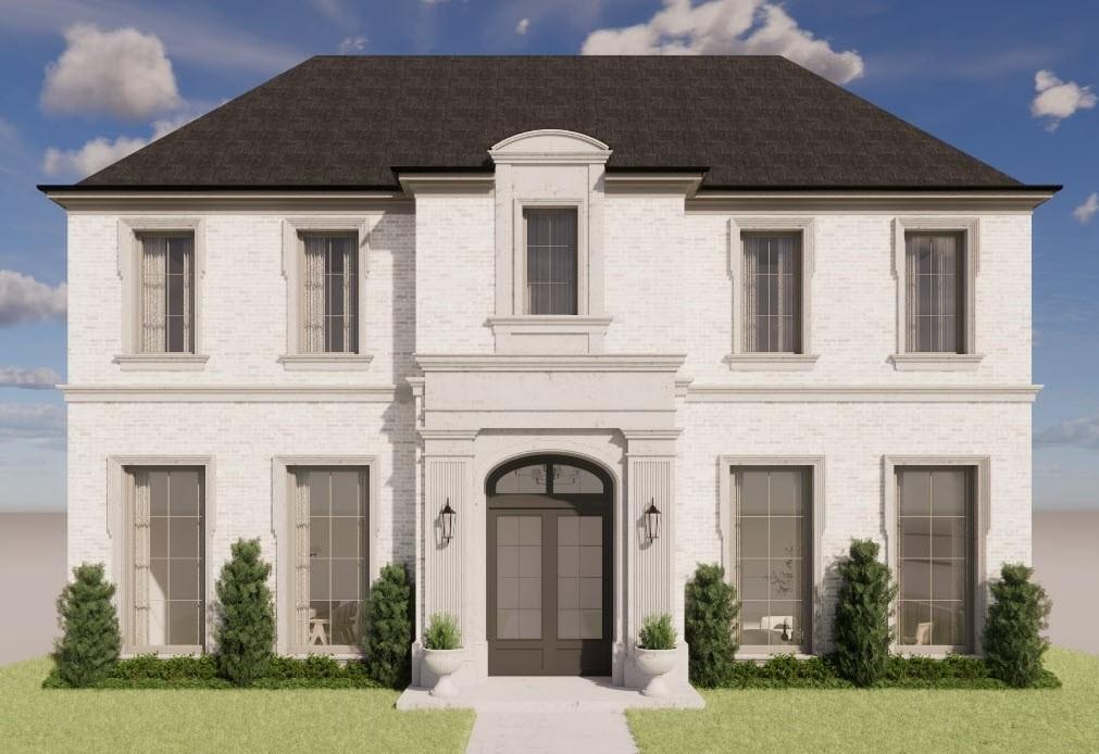 Incredible opportunity for a new construction residence by Langford Custom Homes located in University Park on a 60’ x 140’ lot. The stately elevation features a custom cast stone entry and window surrounds complemented by buff Winterstone brick, 10’ custom iron double doors, and Sierra Pacific windows. At the entry you are greeted by a formal foyer featuring an art wall and solid white oak herringbone inlay flooring, followed by a private office area with matching steel doors, dining room and powder bath. The kitchen includes a custom-made stainless and brass hood, white oak island, natural quartzite Taj Mahal countertops and backsplash PLUS a full prep kitchen - both fully equipped with Wolf - Subzero appliances including additional cooking, wine storage with refrigeration, second fire clay sink and dishwasher. The large breakfast area and open living area feature a wood burning Isokern fireplace and a Sierra Pacific sliding door system opening to a large patio with fireplace, pool-sized yard and professionally designed landscaping with privacy trees by T2 Outdoors. The floor plan includes a mudroom with custom lockers, an additional half bath with backyard access, 2-car garage and a secure access gate with Wi-Fi enabled controls. Upstairs includes 5 bedrooms, each with ensuite bath, laundry room and a large game room featuring built-in storage, an AV closet and dedicated half bathroom. The Primary bedroom features vaulted ceilings with white oak beams, a separate seating area, natural Riad marble, dual walk-in showers and white oak cabinetry. Finish out details include solid white oak flooring throughout, white oak beam details, natural gas lanterns, Brizo and Phylrich plumbing, Visual Comfort lighting, custom cabinetry, extensive landscaping and private front parking pad. Construction is planned for completion in July 2026 and ready for occupancy for the upcoming school year in HPISD.