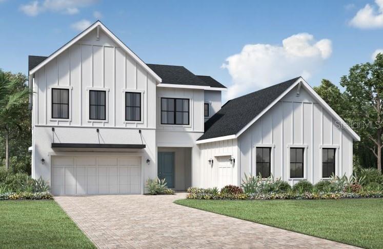 Under Construction. Deluxe elegance in a stunning pool home. The Marsanne's welcoming covered entry with double doors opens onto the inviting foyer, and views to the spacious great room, casual dining area, and desirable covered lanai beyond. The well-designed gourmet kitchen is equipped with a large center island with breakfast bar, plenty of counter and cabinet space, and ample walk-in pantry. The delightful primary bedroom suite is enhanced by dual walk-in closets and deluxe primary bath with dual-sink vanity, large soaking tub, luxe shower, and private water closet. Central to a generous loft, secondary bedrooms feature sizable closets, one with private bath, the other with shared hall bath. Additional highlights include a desirable first floor bedroom suite with walk-in closet and private bath, versatile flex room off the foyer, convenient powder room, centrally located laundry, and additional storage.  This home is being built with 5 bedrooms and has bonus room in addition to loft, perfect for a large family!