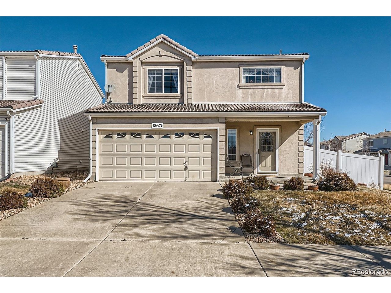Welcome Home! This charming 2-story corner lot home with 3 bedrooms, 3 bathrooms and a 2-car garage, has been well maintained. Enjoy the sunsets from the front porch. Step inside onto the beautiful laminate wood flooring. The living room is spacious with a ceiling fan light and patio door that leads outside to the fenced in side yard. The kitchen features stainless steel appliances and plenty of white-oak cabinets. The eat-in area is a nice size for a dining room table. Natural light shimmers in through the sliding glass door that leads to the back yard. New carpet has been installed on the stairs and second-floor. The loft is open and bright, a perfect area for an office, gym or bonus area. The primary bedroom has an ensuite bathroom and walk-in closet. The additional bedrooms each have ceiling fan lights and are the perfect sizes! The stackable washer and dryer are included. Additional ammenities: Sprinkler system, garage door opener. Conveniently located near parks, golfing, restaurants, shopping and so much more!