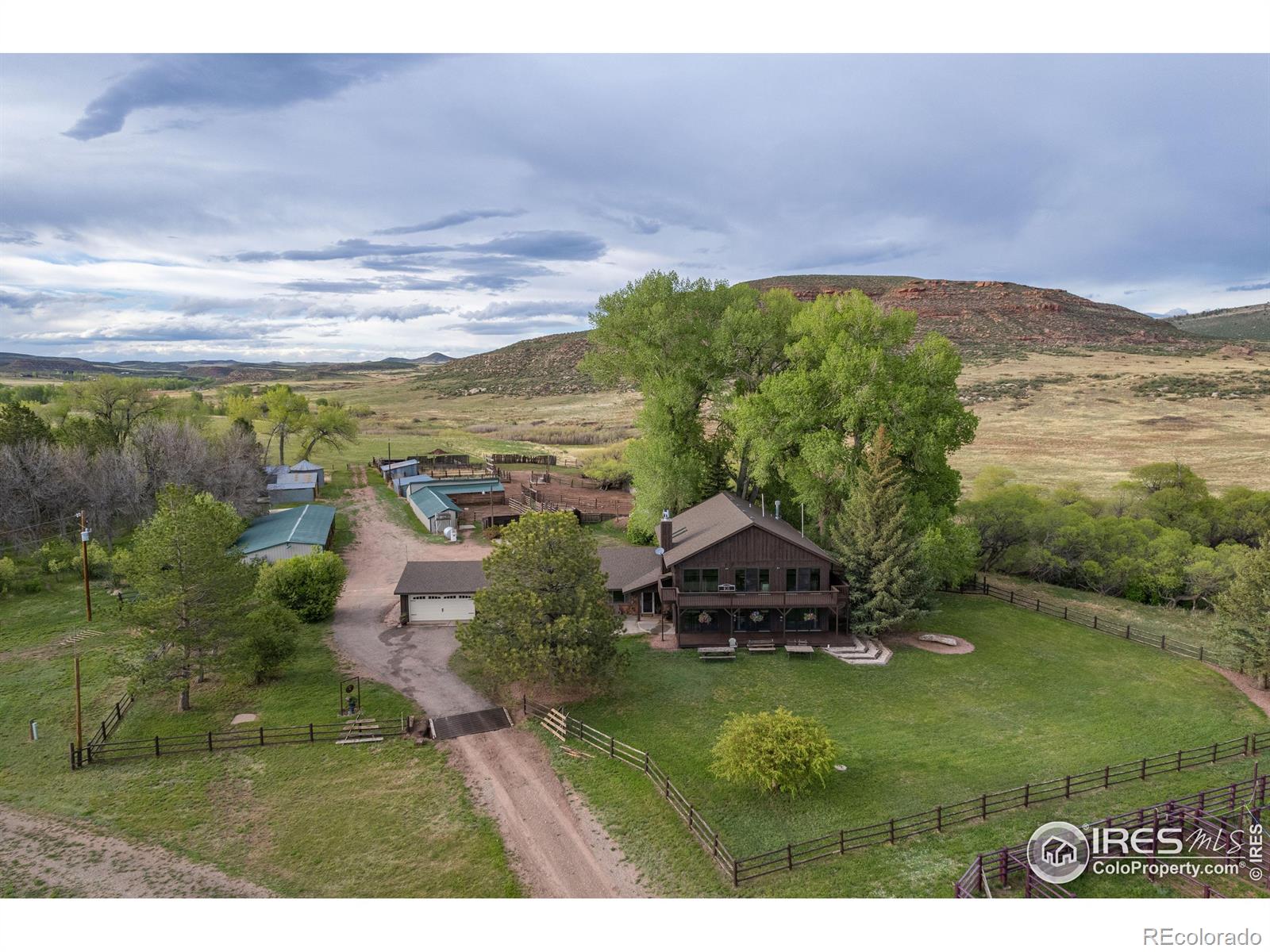 Welcome to Little Red Mountain Ranch, perfectly located 25 min form Fort Collins CO, this 760+-acre ranch offers ample flexibility as an equine facility, small cattle operation, or hunting property.This -+ 760 acres has many uses; the grassy pastures offer grazing for horses or cattle. Fully fenced and crossed fenced. Easy access to the entire property via horseback, side by side or by foot. Cottonwood tree lined creek bottoms and rolling pastures.This property could also be combined with an additional 580-acre recreational piece to the east. See Little Red Mountain Ranch listing as well.The home on the property is a sprawling -+ 5500 sqft home with 5 beds, 5 baths, two attached garages and views that won't disappoint. The original home was built in 1967 and then was added onto in 1989. There are two beds on the main level of the home and three on the upper level. The main master bedroom is located on the upper level, it includes a balcony that looks over the property and soaks in the morning sun. the attached ensuite has double sinks, built-in storage, and a large walk-in closet. The main living area if the home has a wonderful fireplace, solarium and a sunken sitting area for your morning coffee and evening glass of wine.