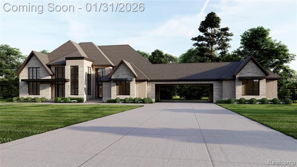 Welcome to a truly exceptional opportunity presented by award-winning Sapphire Luxury Homes—a stunning 6,000 sq ft new construction colonial nestled on 6.75 serene acres in Oakland Township. Surrounded by natural beauty and unmatched privacy, this residence was thoughtfully crafted for those who desire space, sophistication, and timeless design. From the moment you arrive, the home’s gracious and oversized five-car garage set the stage for the elevated living experience that awaits. Inside, you’ll find a flowing open-concept layout filled with natural light, where expansive living areas blend seamlessly for both everyday ease and stylish entertaining.At the heart of the home is a state-of-the-art kitchen outfitted for the modern chef, opening into a warm and inviting dining and great room accented with architectural ceiling details and walls of glass that bring the outdoors in.With five spacious bedrooms and five full baths, this home was designed to grow with you—featuring a main-level guest suite ideal for hosting family, friends, or live-in support. Upstairs, escape to the luxurious primary retreat complete with spa-like finishes and generous walk-in closets, offering the perfect place to unwind at the end of the day. Every inch of this home is an expression of quality and care, and there is still time to customize select finishes to make it uniquely yours. Whether you're seeking tranquility, entertaining potential, or multigenerational living, this estate delivers.Don’t miss your chance to build in one of Oakland County’s most desirable rural settings. Visit SapphireLuxuryHomes to discover more and to begin the next chapter in a home that reflects your lifestyle.