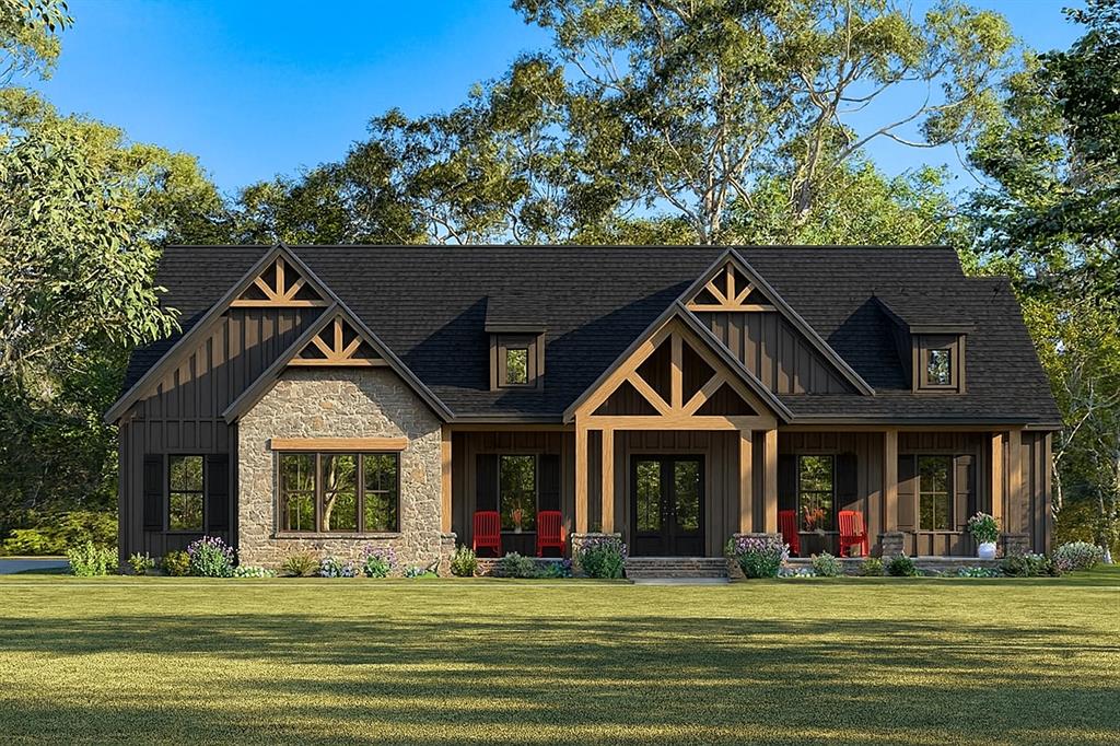 Welcome to this stunning modern farmhouse in one of North Edmond’s most desirable gated communities, surrounded by lush trees and a serene, wooded setting, with an opportunity to select some of your own finishes! Perfectly situated on a generous 3/4 acre lot, this home offers privacy, beauty, and a thoughtful floor-plan full of extras. Inside, you’ll find four bedrooms, three and a half baths, and a dedicated study with peaceful views of the backyard greenery. The open-concept design is anchored by a large kitchen island spanning, a chef’s dream for entertaining. The kitchen also boasts a built-in coffee bar, modern light fixtures, and custom finishes. A charming dining space overlooks the natural landscape with direct access to the oversized back patio featuring a cathedral ceiling—ideal for gatherings or quiet evenings outdoors. Hard surface flooring flows throughout the entire home, offering both style and durability. The living room features modern finishes. All bedrooms are generously sized, with the primary suite serving as a luxurious retreat. The spa-like ensuite includes a walk-in shower, stand-alone tub, and an expansive walk-in closet that conveniently connects to the utility room with abundant storage and a sink. A mud bench near the garage entry provides the perfect drop zone for coats, shoes, or backpacks. Additional highlights include a side-load garage, beautiful landscaping, wood beam details, and designer touches throughout. The builder standards include energy efficient appliances, automated thermostats, post-tension foundation, full sprinkler system, and smart-home features. This home is a rare opportunity to enjoy modern farmhouse living in a wooded, gated community—where natural beauty meets refined comfort.