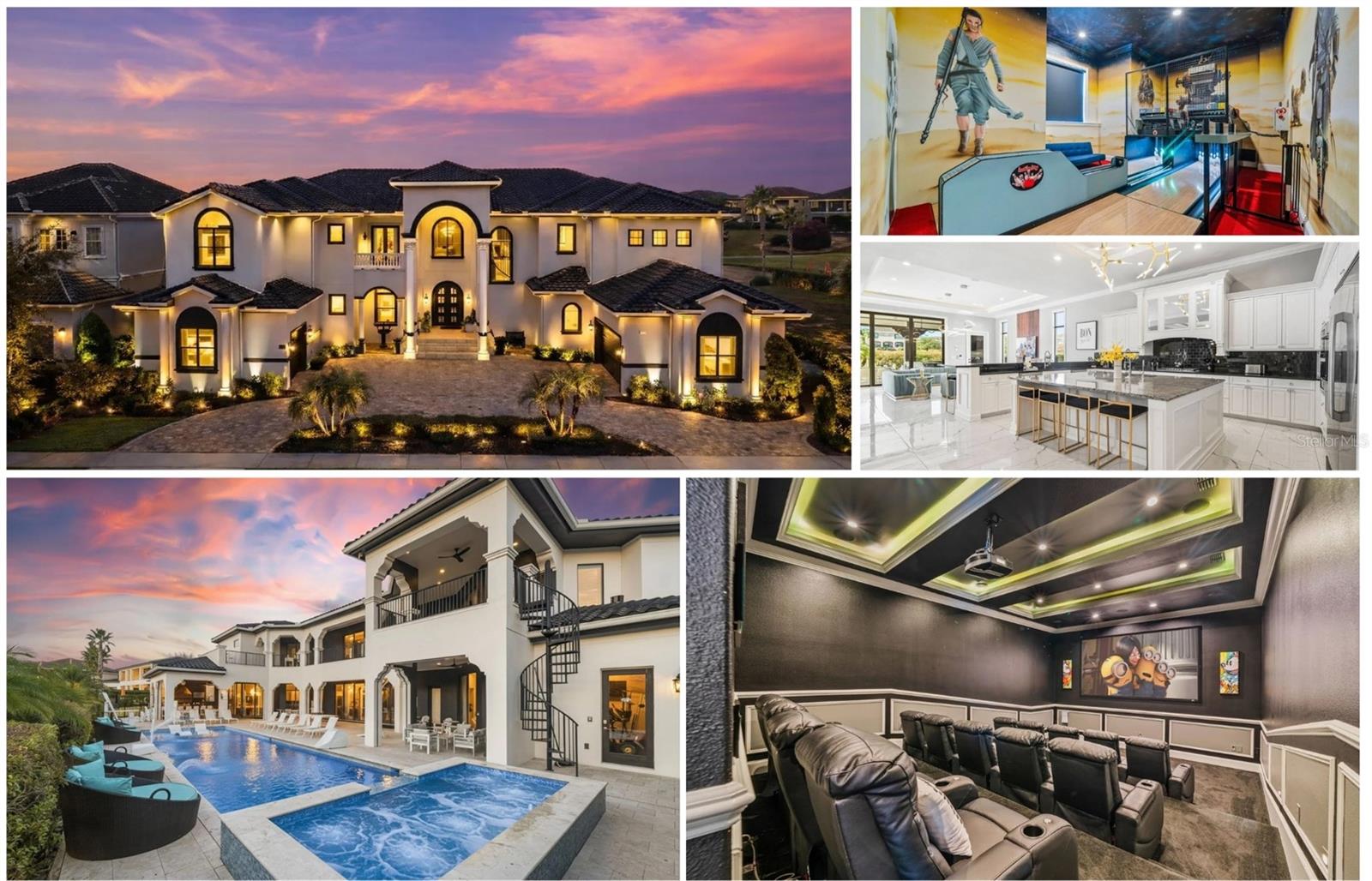 Ultra-Luxury Golf-Front Estate | Double Lot | West-Facing Sunset Views | Reunion ResortRare opportunity to own a nearly 13,000 sq ft fully furnished trophy estate on a premium double lot overlooking the 14th hole of the Jack Nicklaus Signature Golf Course in Reunion Resort. This west-facing property captures stunning sunset views across the fairway—one of the most desirable orientations in the community.Designed for large-scale luxury living and entertaining, the home features 12 bedroom suites, 12 full baths, and 3 half baths, expansive indoor-outdoor living spaces, and a chef’s kitchen with oversized island and premium appliances.Resort-style amenities include:• Private movie theater• Two-lane bowling alley• Game & entertainment lounges• Fitness studio + full spa (sauna, steam, massage)• West-facing pool with spa, firepit, outdoor bar & summer kitchenEnjoy a full-width balcony with panoramic golf views and nightly sunsets.Includes active Reunion Resort membership with access to championship golf (Nicklaus, Palmer, Watson), water park, tennis, dining, and more. Minutes to Disney, Universal, and Orlando International Airport.Investment Opportunity:Proven luxury rental property on pace for ~$550K+ annual revenue with strong forward bookings. Turnkey ownership with immediate income potential and private use flexibility.A rare combination of scale, location, views, and performance in one of Central Florida’s most sought-after resort communities.