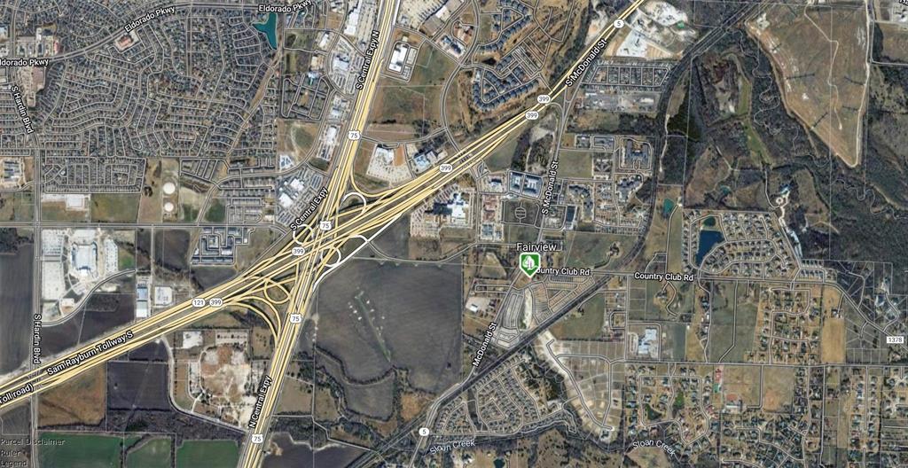 Apple’s Corner is a 2.4 acres retail – office site situated in Fairview, Texas. Zoning allows for up to 25,000 total square feet of retail  office space. This property adjoins a 184 homesites development recently sold out comprising new single family homes by Trophy Homes and townhouse’s by CB Jeni. Close proximity to Medical City McKinney, The Villages of Fairview, Fairview Outlet Mall, the Heard Nature Museum, nearby McKinney schools, parks, and many restaurant & entertainment venues.  Four way stop light intersection at Highway 5 Greenville Ave. and CR 1378 Country Club Dr. TXDOT and the Town of Fairview are extending Country Club Drive west thereby creating a four corner intersection that will connect to the Highway 75 service road. The Billingsley Development Group has acquired the 242 acres on the west side of Highway 5 and extending to Highway 75 and Highway 121 for a massive planned development community.  This property current has all its entitlements and is ready to move dirt!