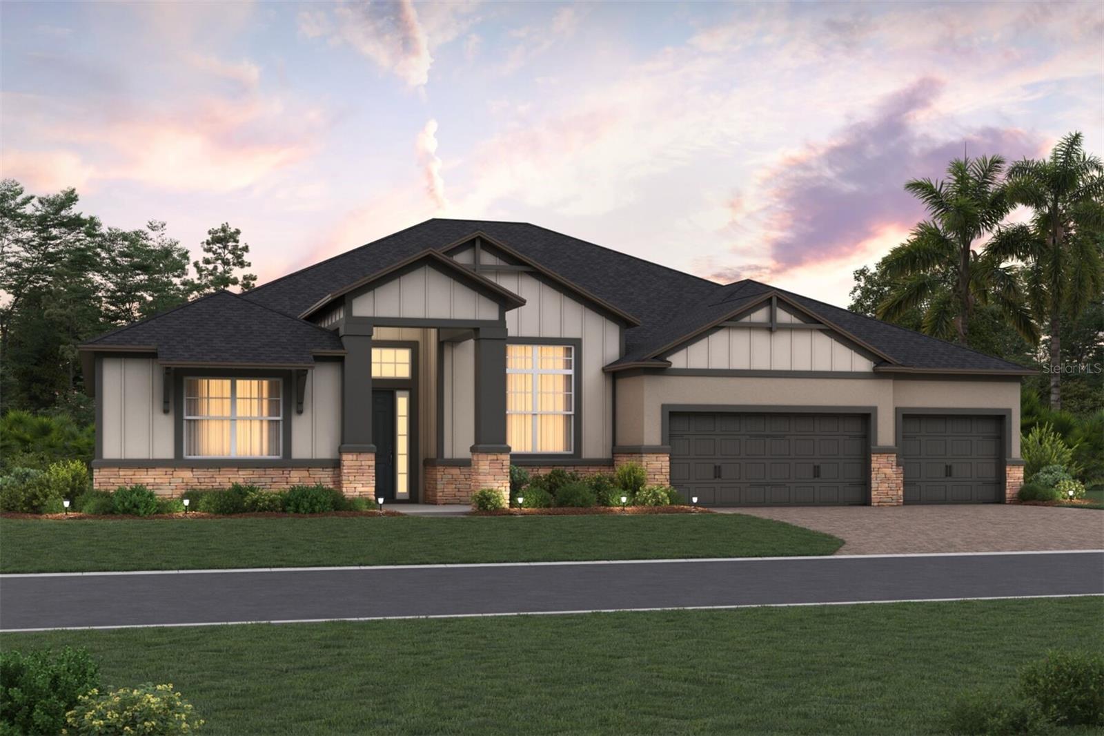 Under Construction. Welcome to 3072 Solace Way in Orlando, Florida: a stunning new construction home built by M/I Homes. This 2-story home offers 3,460 square feet of thoughtfully designed living space, featuring 5 bedrooms, 4 full bathrooms, and 1 half bathroom.Step inside to discover an open-concept living space, a cohesive and inviting design that creates a seamless flow between gathering areas that’s ideal for both everyday living and entertaining. The quality of design throughout this home is evident in every detail, from the well-appointed finishes to the functional layout that maximizes comfort and style.Other highlights include formal dining and living rooms, a huge upstairs bonus room, an extended lanai, and a 3-car garage.You will love the owner's suite, which features a stylish tray ceiling, large windows an en-suite bathroom, and two walk-in closets. The additional bedrooms bedrooms provide plenty of space for family members, guests, or home office setups.Every room in this home reflects a high quality of design, with clean lines and practical layouts that suit a variety of lifestyles. Each of the 4 bathrooms is tastefully appointed with quality fixtures and finishes, offering both style and functionality.The lanai extends your living space outdoors, providing a comfortable area to enjoy the Florida weather year-round. This home is situated in a welcoming neighborhood with convenient proximity to parks, offering plenty of opportunities for outdoor recreation and family activities.