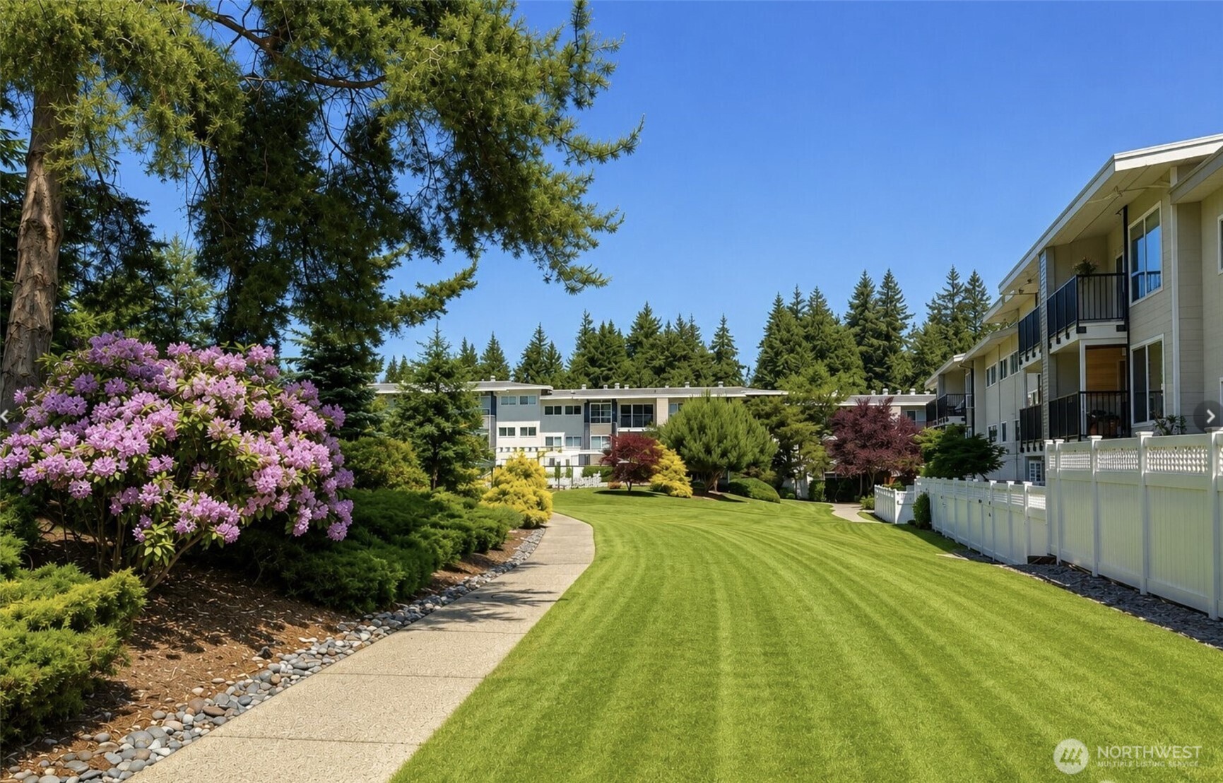 Beautiful Hidden Creek, set on 7 Acres is truly a gem very centrally located to the Spring District Light Rail, Bellevue Square, and major tech campuses, including Amazon and Meta, Uwajimaya & Whole Foods. This home features fresh interior paint, (no popcorn) new flooring in bedroom/bathroom. In unit washer & dryer. Fully paid special assessment covers major building improvements, including new roofs, balconies, elevators, plumbing, carports, and exterior paint—providing peace of mind for future owners. EV CHARGING ON SITE, secure access-controlled entry, Pet-friendly, community amenities include park-like grounds with mature plantings, fruit trees an outdoor pool, fitness center, community patio, kitchen & BBQ. Rentable clubhouse. 2 assigned parking spaces, 1 carport/covered space & 1 uncovered. Lots of visitor spaces, that are rarely used. Just blocks to the walking trails of Wilburton & the Botanical Gardens. Location is where this home truly shines. Just minutes from Downtown Bellevue, Bellevue Square, and the Spring District light rail station, it offers a seamless connection to the city while still offering a quiet and relaxed place to come home to.  HOA dues cover earthquake insurance, garbage, lawn service, and road maintenance. No Special Assessments, HOA is extremely financially sound.  This property meets all the new financing requirements