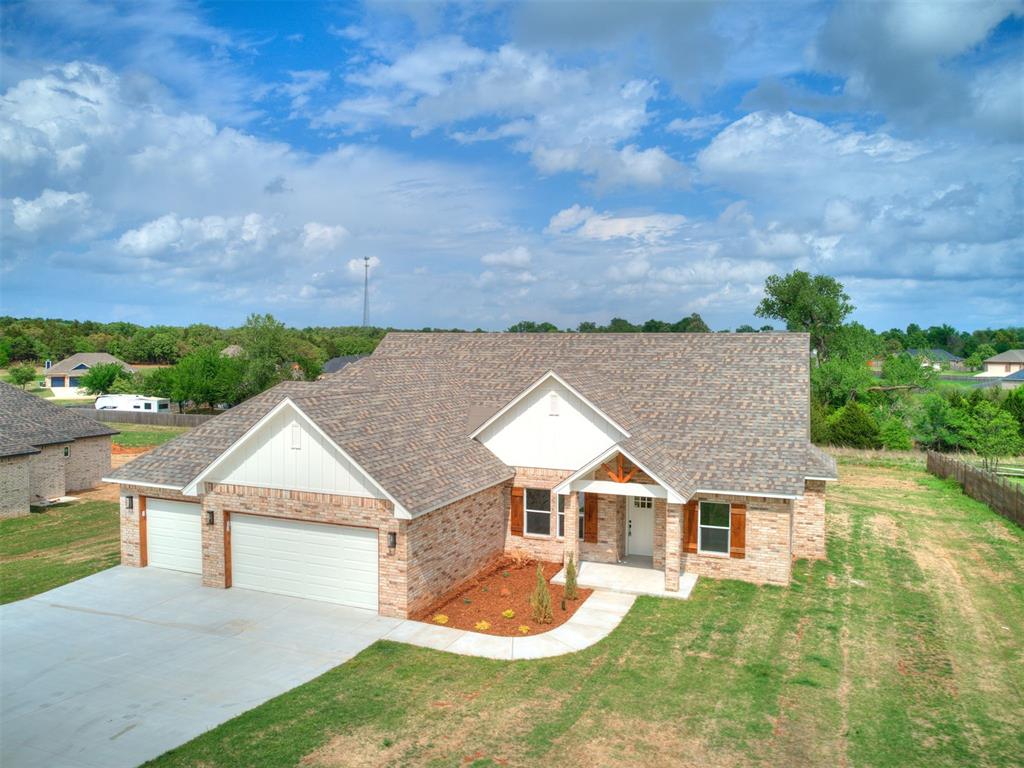 The final 1-acre new construction opportunity in this new community within the highly sought-after Charter Oak School District, located in scenic Guthrie . Just minutes from I-35, with convenient access to a gas station, fire department, and even walking distance to Charter Oak Elementary.Positioned on an elevated homesite, this property captures the beauty of the rolling landscape and backs to a greenbelt—partially owned by the property—offering both privacy and extended usable space.This thoughtfully designed country-modern home features a low-maintenance exterior, an open-concept layout, and expansive windows that frame the backyard and flood the home with natural light. The covered patio creates an ideal setting for entertaining or relaxing while enjoying the view.Offering 4 bedrooms and 2.5 baths, the flexible floor plan can easily function as a 3-bedroom with a dedicated study. A spacious 3-car garage adds both convenience and storage. Inside and out, the neutral design palette provides a clean, timeless canvas ready for your personal style.Bonus: The builder has partnered with STRIDE Mortgage to offer exclusive buyer incentives, including potential interest rate buy downs that can significantly reduce monthly payments.