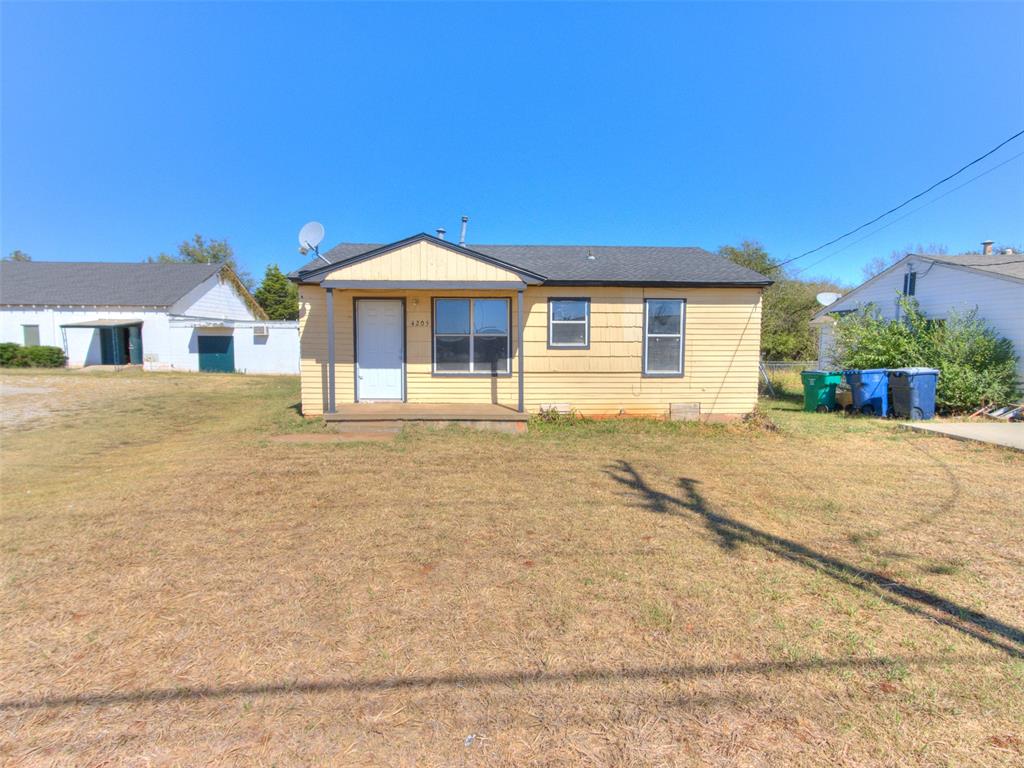 Updated 3 bed, 1 bath home conveniently located near highways and Tinker Air Force Base! Fresh paint and new flooring throughout, plus new countertops. Hot water tank replaced in April 2025, and the refrigerator stays! A new gas meter has been installed next to the home, along with a new water line from the meter to the house. Purchase this home on its own or as a package with MLS #1252834 for $120,000, which includes the two lots and former church building just to the west. Buyer to verify square footage, lot size, zoning, and permitted uses.