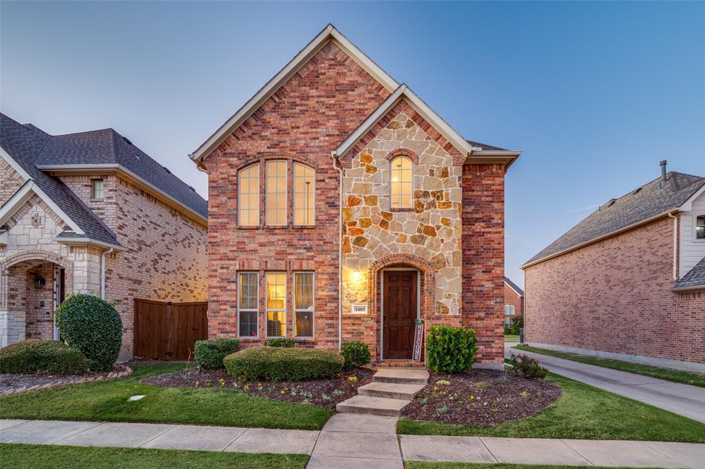 Welcome to 3405 Flat Creek Drive, a meticulously maintained 3 bedroom, 2.5 bathroom home located in the quiet community of Ridgeview Villas! Zoned to highly accredited Frisco ISD, this home offers the perfect blend of comfort, style, functionality and convenience with an open-concept layout ideal for both everyday living and entertaining. Upon entry, you are greeted with a large two-story living area that fills with natural light at every corner, accented with wood floors seamlessly flowing into the dining area and kitchen. The kitchen includes a spacious island with a breakfast bar, granite countertops, gas cooktop, stainless steel appliances, and a walk-in pantry providing ample storage. The oversized primary bedroom is located upstairs complete with vaulted ceilings, a cozy window seat overlooking the park and a large ensuite bath with his+hers vanities, jetted tub, separate shower and walk-in closet. Upstairs features two additional bedrooms and generous sized full bathroom with dual sinks. Situated on a premium lot backing to a greenbelt with fenced yard, oversized 2.5 car garage, and beautiful park views. Walking distance to highly rated Taylor Elementary School, minutes from shops, dining, retail, and entertainment with quick and easy access to Highway 121 and other major thoroughfares!