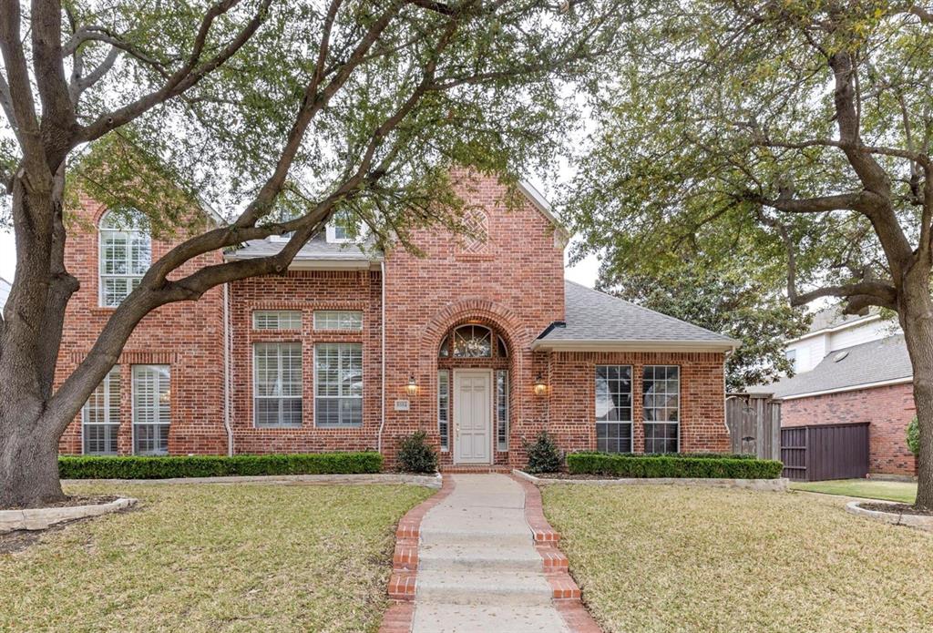 This is the GREATEST DEAL in the neighborhood, on a home WITH A POOL!  Built by the reputable Huntington Homes builder, and located in the pristine neighborhood of Estates of Russell Creek, this home offers access to top schools for all ages, neighborhood parks, pickleball courts, basketball and tennis. Featuring luxurious hand-scraped hardwood floors, captivating vaulted ceilings, and an exquisitely updated curved staircase, you'll also love the upgraded light fixtures, custom Italian marble double sided fireplace in the formal, and a cozy stone fireplace on the opposite side, in the family room. The office has access to the primary closet. Perfect for dual use as a guest bedroom. The Primary bedroom has striking vaulted ceiling and large windows, offering a bright and airy space w room for seating area, tv mount, custom window treatments, and custom sliding barn door leading to the primary bathroom. Primary bath features granite countertops, bronze bath fixtures, and optional rain or regular shower with or without body spray jets. Relax in the jetted bathtub under warm dim glow of the chandelier, and tv mount for 35 to 45 inch tv in bathroom. Custom window treatments added throughout home. Kitchen features custom cabinets matching the Viking built-in wood faced refrigerator, instant hot & cold water, separate clear-ice ice machine, commercial grade six burner gas stove, stainless dishwasher. Upstairs game room has same hand scraped flooring and large storage room. Two upstrs bdrms connect with Jack and Jill, and the third bdrm has cthdrl ceiling and full bath ensuite. Heated pool & spa, equipment upgraded to Jandy, outdoor landscape lighting, and natural gas bib on patio for your grill.  This home has a two car garage with additional attic storage above. Remaining china hutch, freezer, and patio furniture is optional.  All room dimensions are estimated and are to be verified by new owner.  Agent is owner.