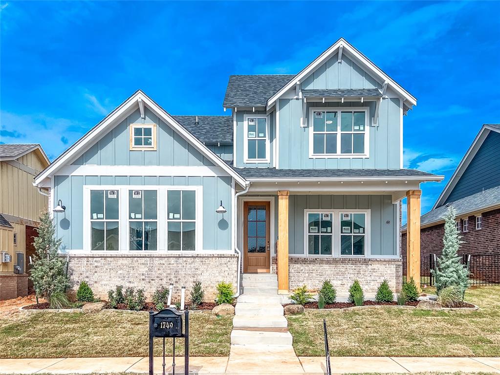 This beautifully designed Modern Farmhouse in our popular Orwell plan offers the perfect blend of style, space, and function for modern family living. The open-concept layout is filled with natural light and features a stunning kitchen with quartz countertops and designer finishes. The primary suite is tucked away on the main floor and includes a spa-like bathroom and a spacious walk-in closet that connects directly to the utility room. A second bedroom and full bath downstairs add convenience for guests or family. Upstairs, you'll find the third and fourth bedrooms and another full bath for the kiddos! This home also features a storm shelter in the garage. Located in The Plaza Phase 2—the final phase of Town Square—you’ll enjoy all the amazing community amenities such as a community fishing pond, greenbelt with walking trails, community garden, playground and access to the private Town Square Residents Club featuring a resort-style pool, fitness center, and more! Conveniently located near I-35, dining, and shopping in Edmond. Model Home open daily at 3717 Union Park Place. Come see why Town Square is one of Edmond’s most beloved communities!