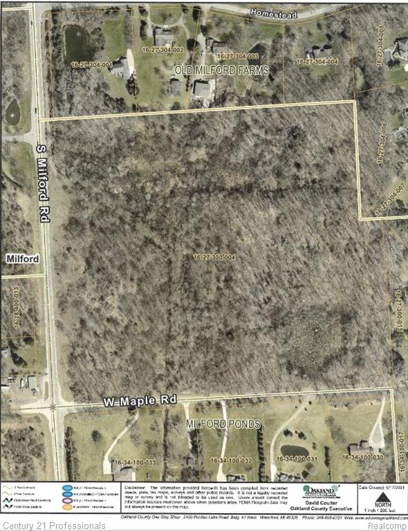 Great parcel of land located with frontage on Milford and Maple Roads. Just a few miles from I696. Build a small upscale subdivision with easy access to Detroit, Ann Arbor, Oakland County, Macomb County, Washtenaw and Livingston Counties. Just south of downtown Milford. Use your imagination for a wonderful development. Buyer's agent to verify all proposals. Investors, take notice.