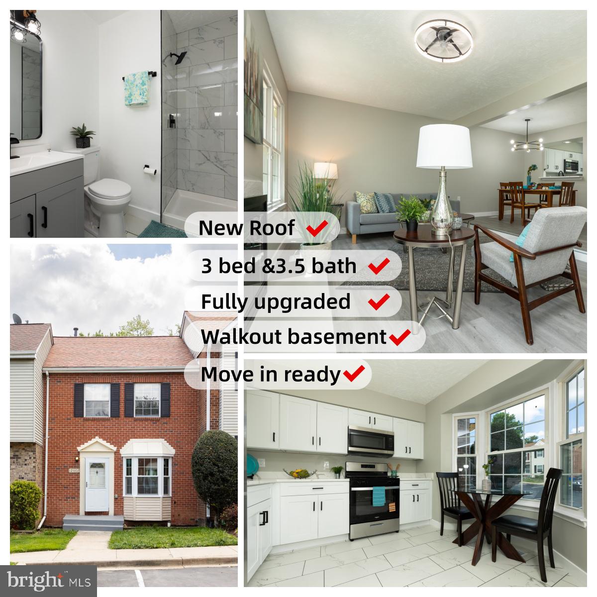 Welcome to this fully renovated 3-level townhouse with a walkout basement in the heart of Germantown. This beautifully updated home offers modern comfort, thoughtful upgrades, and a highly convenient location. Major improvements include a new roof (2026), new water heater (2026), fresh interior paint (2026), new flooring (2026), and new carpet (2026) throughout. Fully upgraded bathrooms (2026),The fully upgraded kitchen features brand-new cabinets (2026) and stainless steel appliances (2026) including a stove, refrigerator, dishwasher, and microwave, along with a bright eat-in breakfast area.The main level offers a functional and open layout, featuring the upgraded kitchen on the right, a renovated half bathroom on the left, and a spacious living room with a cozy fireplace that flows seamlessly into the dining area—ideal for everyday living and entertaining. The upper level includes 3 bedrooms and 2 full bathrooms, providing comfortable private space for the household. The fully finished walkout basement expands the living area with a large open recreation space, a full bathroom, and a dedicated laundry room. Sliding glass doors lead directly to a fenced backyard with a patio, perfect for BBQs, outdoor dining, and family gatherings.The home is ideally located near shopping, dining, parks, and major commuter routes. Nearby amenities include the Milestone Shopping Center, Germantown Town Center, and the Clarksburg Premium Outlets. Outdoor recreation is close by at Black Hill Regional Park and Seneca Creek State Park, offering trails, lakes, and nature activities. Commuters will appreciate quick access to I-270, the Germantown MARC Train station, and convenient routes to Rockville, Bethesda, and Washington, DC. This move-in-ready home combines modern upgrades, functional space, and an unbeatable location.