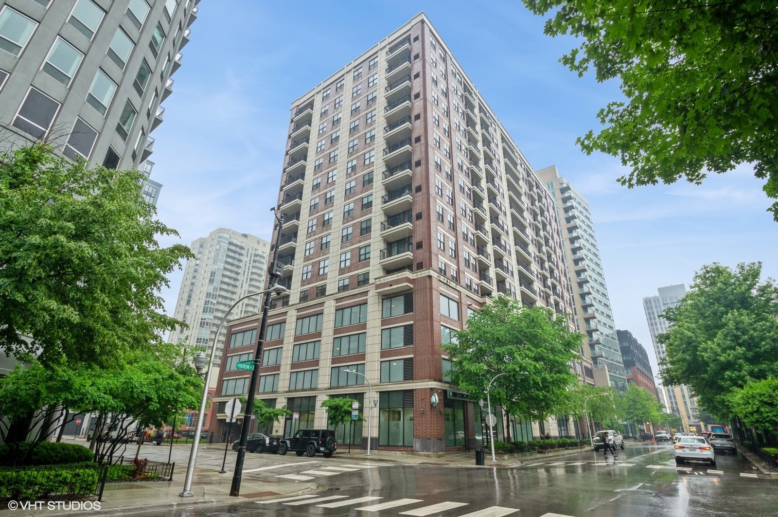 Modern River North 1BR Condo w/ Sunset Views + Private Balcony - Rarely available, spacious, updated 1-bedroom/1-bath condo in a full-amenity River North building! Enjoy breathtaking wide-open, sunset views from your private north-facing balcony. This high-floor unit features 9'+ ceilings, hardwood floors, a chef's kitchen w/ granite counters, SS appliances, and a large breakfast bar. The oversized bedroom easily fits a king bed + workspace and offers a massive walk-in closet.  Luxury bath includes double vanity, walk-in glass shower, and a jacuzzi soaking tub. Enjoy the convenience of in-unit W/D, central HVAC, and tons of storage including a coat closet + storage locker.  Building features: 24-hr door staff, fitness center, garage parking (available for $35,000), pet-friendly, secure entry, bike storage, and a park right behind the building. Steps from the Riverwalk, public transit, restaurants, shopping, and nightlife-yet tucked away on a quiet, tree-lined street.  Investor friendly w/ no rental cap! HOA includes cable, internet, gas, water, door staff & more. Just electric. Rare opportunity to own in one of Chicago's best neighborhoods with views you'll never get tired of!