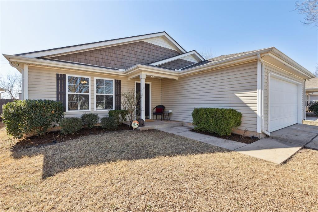 Welcome home to this beautifully maintained 3 bed, 2 bath bungalow featuring newer carpet, newer roof, and fresh interior paint. Designed for both comfort and functionality, this home offers an open-concept living, dining, and kitchen layout—perfect for everyday living and entertaining.The kitchen flows seamlessly into the spacious living area, creating a bright and welcoming atmosphere. All bedrooms are generously sized and include walk-in closets, offering plenty of storage and personal space.Enjoy peace of mind with a storm shelter, and relax outdoors on the covered patio, ideal for morning coffee or evening gatherings. Garage has custom cabinetry and work space. Nestled in a quiet, established neighborhood, this home is conveniently located near shopping, dining, and top-rated Edmond schools.