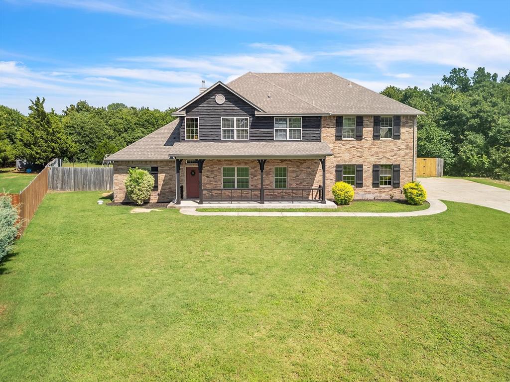 Welcome to this true 5-bedroom, 3.5-bathroom home nestled in a partial cul-de-sac in the North Pointe addition. Situated on 1.28 acres in North Edmond, this beautifully designed property offers the perfect blend of space, function, and comfort. The main level features a spacious primary suite with bay windows, patio access, and a luxurious en-suite bathroom complete with double vanities, a walk-in shower, and a large closet with ample storage. Also on the main floor are a dedicated study off the front entrance, a convenient half bathroom, and a laundry room with thoughtful organization. Upstairs, you'll find a generous bonus room or second living area, four additional bedrooms, and two full bathrooms—one set up Jack-and-Jill style, and another with separate access to a shared bath. The kitchen is an entertainer’s dream, boasting double ovens, a gas range, built-in microwave, stainless steel refrigerator (included), a farmhouse sink, and a large island that can easily accommodate 5-6 seats. A charming dining area with bay windows completes the space. Additional highlights include: Mudroom with built-in bench, hooks, and storage; in-ground storm shelter in the garage; chain-link fence separates the main backyard with access to an extended area of the property; ability to build a shop (up to 1200 sq ft with HOA approval), and allowance for chickens (no roosters). Don’t miss the opportunity to own this well-appointed home in a wonderful north Edmond community.