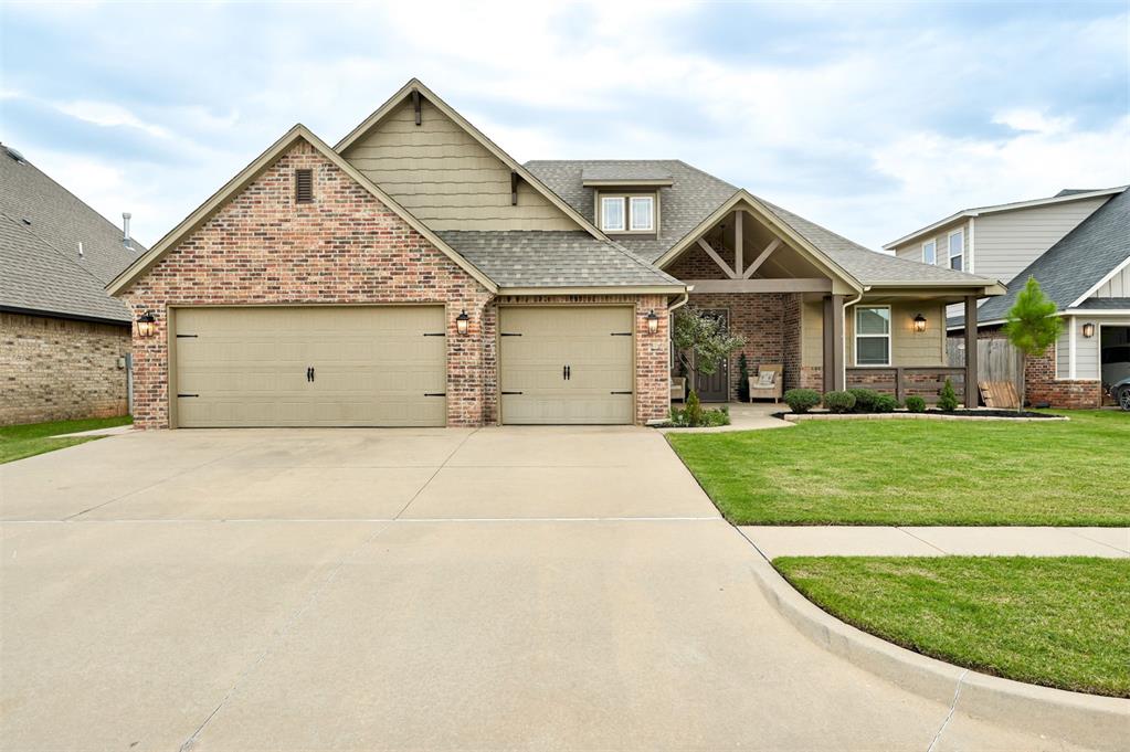 Welcome home to The Grove, one of West Edmond’s most popular neighborhoods, located within the highly sought-after Deer Creek School District! This meticulously maintained, single-owner home offers four bedrooms, two and a half bathrooms, a three-car garage, and a thoughtfully designed open floor plan ideal for everyday living and entertaining. The inviting living room features a cozy corner fireplace, oversized windows that fill the space with natural light, and soaring ceilings that create an impressive sense of openness. The spacious kitchen is beautifully appointed with granite countertops, custom cabinetry, a gas range, and a large center island that provides additional workspace and a natural gathering place for family and friends.  A walk-in pantry gives the in-house chef all the space they need to keep culinary variety fresh! A dedicated home office with elegant French doors offers the perfect setting for working remotely or managing household activities. The private primary suite provides a relaxing retreat, while the en-suite bathroom features an oversized shower, a jetted soaking tub, and dual vanities. Step outside to the extended back patio, offering plenty of room to enjoy outdoor dining, entertaining, or simply unwinding at the end of the day. Life in The Grove extends well beyond your front door, with exceptional neighborhood amenities designed for an active lifestyle. Residents enjoy a resort-style swimming pool, splash park, two fitness centers, extensive walking trails, a soccer field, and multiple playgrounds. Combining comfortable living spaces, desirable features, and outstanding community amenities, this home presents an exceptional opportunity to enjoy the best of West Edmond living. Schedule your private showing today!