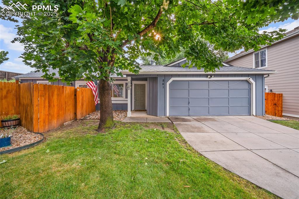 Welcome to easy, one-level living in this beautifully updated 3-bedroom, 2-bathroom home, tucked away on a quiet cul-de-sac just minutes from everything Colorado Springs has to offer. Inside, you’ll find luxury vinyl plank flooring throughout, creating a seamless and stylish foundation. The living room features a custom shiplap accent wall that adds charm and warmth, while the kitchen is both functional and eye-catching with a bold black tile backsplash, open shelving, and a convenient pot filler. The front yard is completely maintenance-free, giving you more time to enjoy the space, and the backyard is thoughtfully set up for gardening—positioned to keep critters out and your veggies or flowers thriving. Located within walking distance to Valley Hi Golf Course and close to all major corridors including Powers, Academy, and just a short drive to Downtown COS, this home offers the perfect blend of modern upgrades, functional outdoor living, and a prime location. A must-see!