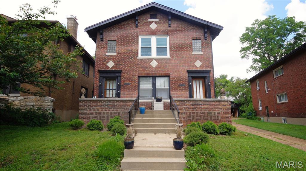 Located just two blocks from Downtown Clayton, this charming two-family property is walkable to Washington University, Forest Park, and a wide array of shops and restaurants. Each 1,250 sq ft unit features an updated kitchen, spacious living and dining rooms, large bedrooms, and a three-season room at the rear of the building. The property includes central HVAC, a recently updated roofline with new fascia and soffits, along with half of the windows recently replaced. A brick two-car garage and a generous backyard sit on a nearly 0.2-acre lot. Ideal for owner-occupants seeking to live in one of St. Louis’ most desirable neighborhoods while offsetting housing costs by renting the other unit. The property also offers versatile investment potential, including long-term rentals, short or mid-term furnished leasing. The area sees strong rental demand, with nearby two-bedroom units averaging $1,864 per month within a half-mile over the past year.