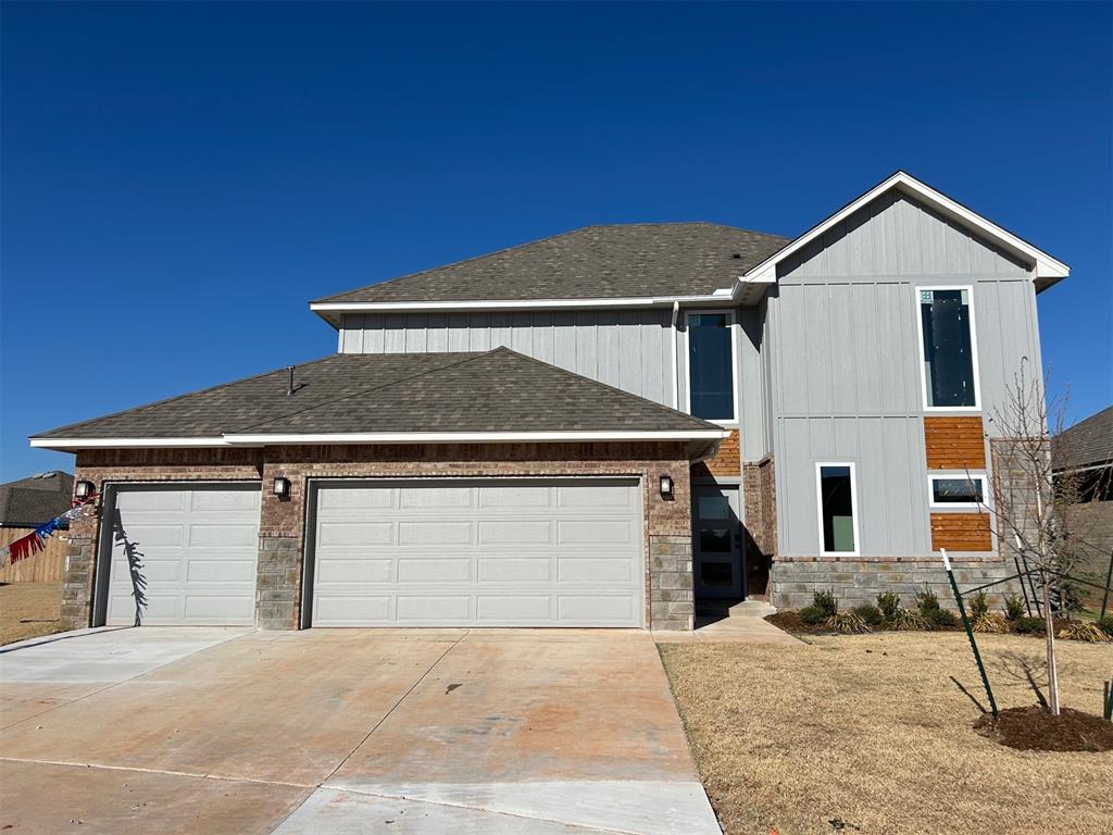 Welcome to 19601 Denison Avenue in Edmond, a move in ready new construction home offering 2,229 square feet of thoughtfully designed living space. From the moment you enter, warm wood look tile, a welcoming staircase and a spacious living room with fireplace create an inviting setting for everyday living and time with guests. The kitchen is designed to make both daily routines and entertaining easier, featuring custom cabinetry, under cabinet lighting, a large island, quartz countertops, a farm sink, stainless steel Samsung appliances and a decorative vented hood. A large tech area provides additional flexibility, while the spacious pantry and utility room add practical storage and convenience. Upstairs, the primary suite offers a generous retreat with abundant windows, a large soaking tub, tiled shower, two vanities and a roomy closet. Two additional spacious bedrooms provide comfortable living space, while the powder room adds convenience on the main level. The home also includes a three car garage and is located on a cul de sac street. Castleberry offers thoughtfully designed homes with open layouts, bright living spaces and features including large, roomy closets, quartz countertops and stainless steel appliances. Community amenities include a clubhouse with kitchen, dining space and fitness center, along with a resort style pool, playground and well maintained streets and sidewalks. Conveniently located just off 192nd Street between Penn and May in Edmond, this home combines comfortable living with access to community amenities and nearby conveniences. Schedule your private tour and experience 19601 Denison Avenue for yourself.