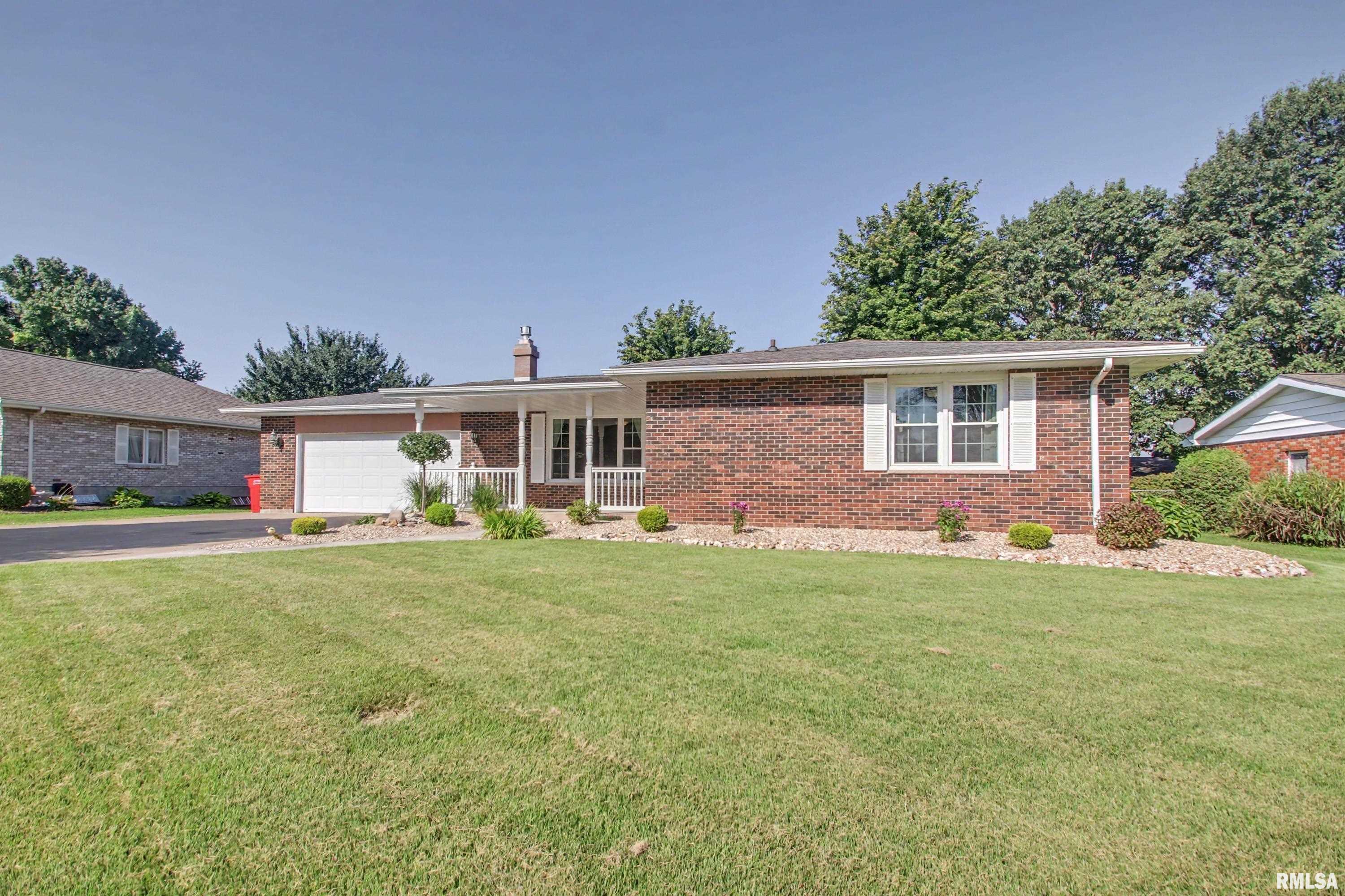 This beautiful brick ranch home situated on a cul de sac in a perfect south side location has what everyone is looking for.  As you enter the front door you walk into a nice sized living room with a large picture window.  A bright and cheery eat in kitchen on the back of the house has sliding doors that open to a patio set in a beautifully landscaped and fenced in backyard, perfect for entertaining.  There are three bedrooms on the main floor including a primary with an attached full bath meaning there are three full bathrooms in the home.  The finished basement includes a family room with a gorgeous brick fireplace with gas logs, an office space AND a possible fourth non-conforming bedroom (no egress) with a full bath.  The HVAC system is believed to have been replaced in 2020.  The home has a two car attached garage and a nice large flat driveway that is perfect for a game of hoops.  The large covered front porch is the perfect place to enjoy a beverage protected from the elements.  Call to schedule your showing today!  Sale is contingent on closing of a specific home.  Sellers are offering a $2000 flooring credit with an acceptable offer.