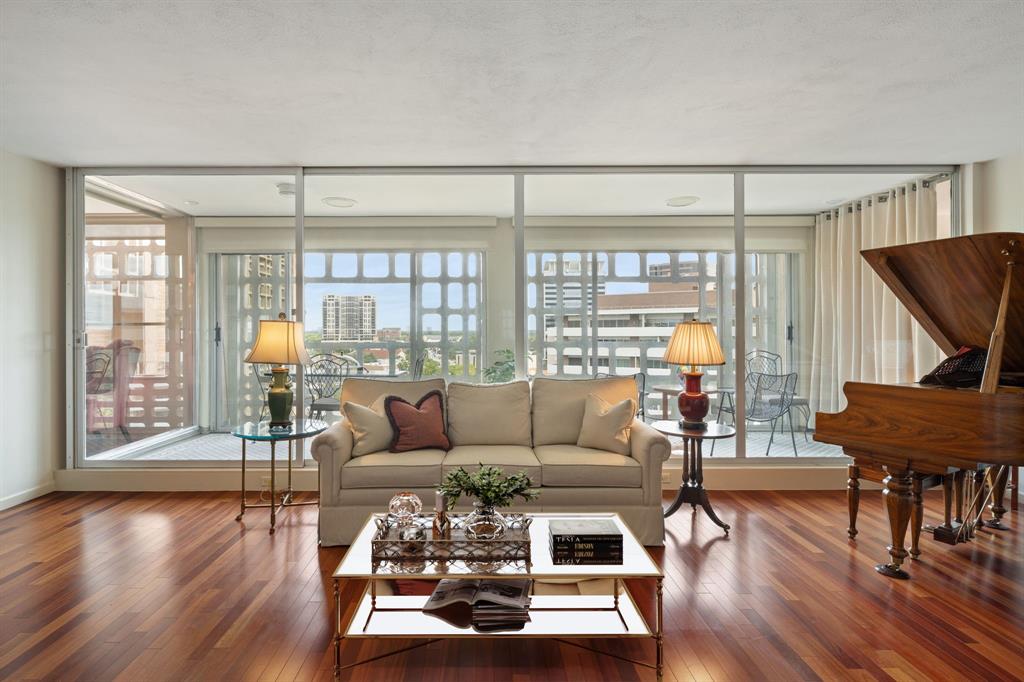 The Grand DameDiscover the timeless elegance of 3525 Turtle Creek, one of Dallas’ premier mid-century high-rises and a celebrated landmark designed by modernist architect Howard Meyer. Ideally positioned overlooking scenic Turtle Creek Park and the iconic Kalita Humphreys Theater, this distinguished address seamlessly blends architectural history, sophisticated design, and modern luxury.This beautifully renovated 12th-floor residence offers  two bedrooms and two baths, with an abundance of natural light and thoughtful details throughout. Custom cabinetry and exceptional storage create an entertainer’s dream, providing plenty of space for hosting intimate gatherings or large celebrations.The gracious living spaces feature custom wood floors, stunning formal dining, and expansive views of downtown Dallas. The beautifully updated kitchen is both stylish and functional, featuring custom cabinetry, a generous pantry, updated appliances, and a new washer and dryer.The spacious primary and guest accommodations offer privacy and exceptional views. The guest bedroom enjoys a picturesque outlook toward the Turtle Creek fountain, while the north-facing balcony overlooks the pool and provides a wonderful outdoor retreat. Sliding glass doors connect the balcony to the living space, bringing the outdoors in and filling the home with light.Life at 3525 Turtle Creek is elevated by an impressive collection of amenities and services. HOA dues include all utilities, including internet, allowing residents to enjoy a truly convenient luxury lifestyle. Building amenities include 24-hour concierge and valet service, a fully furnished guest suite, resort-style pool, fitness center, and an elegant club room with a full catering kitchen.For those seeking the best of Dallas high-rise living with a touch of history, timeless architecture, and modern updates, 3525 Turtle Creek offers a rare opportunity to become part of one of Turtle Creek’s most iconic addresses.