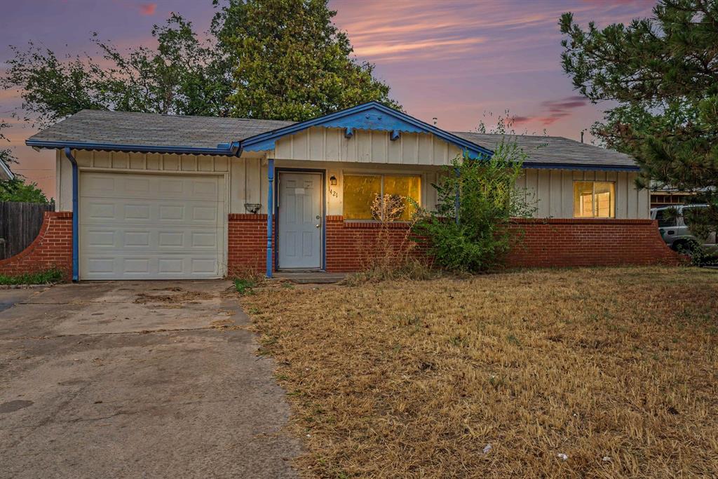 Darling investor home in SW OKC with an attached garage and sizeable yard. Quaint living area but an expansive family room on back. 2 bedrooms. 1 bathroom. Used to be a 3 bed and one of them is now sizeable and appears to be 2 bedrooms combined into one! Kitchen is a classic offering. Back area of home includes a huge family room with closets, breakfast bar, and laundry hook ups. Patio access through sliding door or garage. Single car garage can feasibly fit 2 small cars doubled up. This home will not qualify for traditional mortgages so bring your cashier's check and licensed contractor. Contact your Realtor to see this foreclosure home and submit an offer!