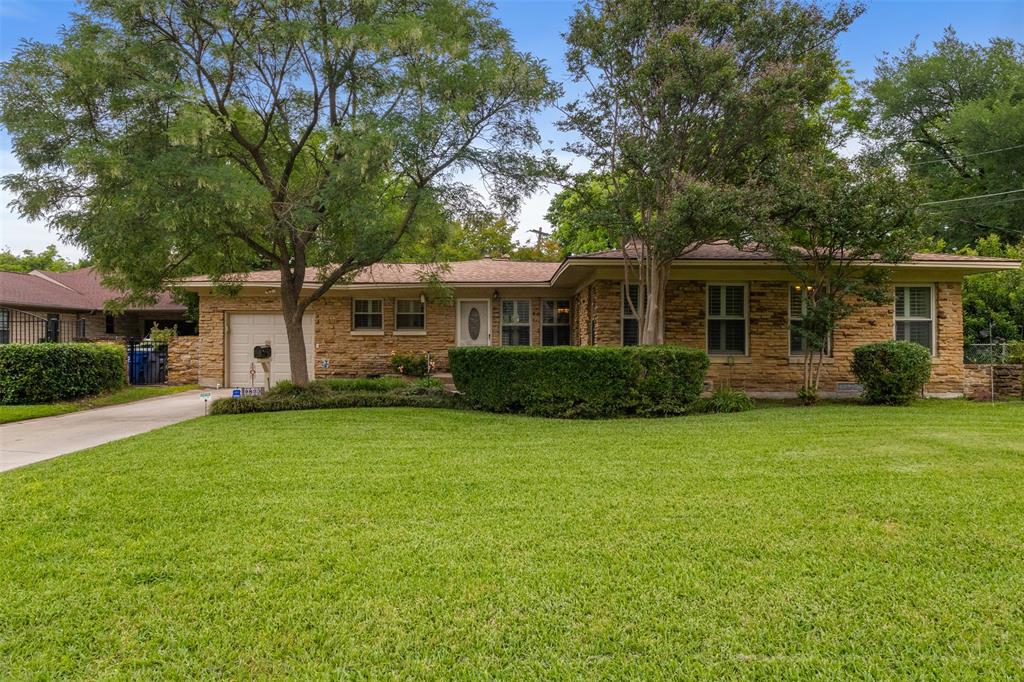 Great opportunity to own a home in the desirable sought after neighborhood of Lake Park Estates.  Beautiful landscaping welcomes you into this 3 bedroom 2 bath home just waiting for your personal touches.  Open living-dining area with a wood burning fireplace. Updated windows with plantation shutters let in lots of natural light. Kitchen features updated gas range, dishwasher and built in microwave. Huge backyard with a covered patio and 2 sheds. Seller is offering a $20,000 credit for new flooring.  Hop on your bike or walk to White Rock Lake or to the local coffee shops and restaurants around the corner or Casa Linda Plaza and just a short drive with many routes to Downtown Dallas. Located in the exemplary Hexter Elementary School zone.