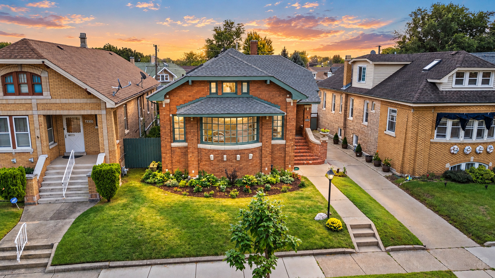 A rare opportunity to own a home on historic Riverside Drive! Welcome to this stately 5-bedroom + office, 3-bath brick bungalow, offering a perfect harmony of timeless vintage character, sprawling living space, and extensive modern upgrades. Situated on an oversized 48' x 125' lot, this classic Berwyn home showcases pristine original woodwork and hardwood flooring with thoughtful updates. The light-filled main level features spacious living and dining rooms designed for effortless entertaining, three comfortable bedrooms, and a beautifully updated kitchen complete with rich wood cabinetry, quartz countertops, island, refinished hardwood flooring, new appliances and fixtures, and a separate breakfast room. Upstairs, two additional bedrooms, one office space, skylights, and flexible space provide plenty of room for guests, work-from-home needs, or everyday living. Big-ticket peace of mind is already built in: recent improvements feature major mechanical upgrades, including a brand-new warranted furnace, boiler and central A/C, alongside updated electrical, plumbing, modern lighting, new light fixtures and fans, flooring, and bathroom updates throughout. The spacious full basement adds substantial versatility with new drywall, newly exposed windows for extra sunshine, a refreshed ceiling, full bathroom, and a newly updated laundry area with new washer, dryer, and utility sink. A dedicated tool room plus three additional storage areas provide abundant storage, while the rest of the basement offers plenty of flexible space to customize to your needs.    Step outside to your private outdoor oasis featuring an expansive fully fenced yard enhanced by new native pollinator landscaping, dedicated garden space, a wide driveway freshly upgraded with brick pavers, and a detached 2-car, brick garage. Unbeatably located near parks, top schools, the historic and transit-oriented downtown Berwyn Depot District, local dining, and shopping - including historic North Riverside Park Mall, with quick access to CTA bus and train lines, Metra, Pace bus lines, and both I-55 and I-290 for a seamless commute to Chicago. With 5 bedrooms, 3 full baths, an oversized lot, abundant parking, and extensive top-to-bottom upgrades, this exceptional home is truly move-in ready!