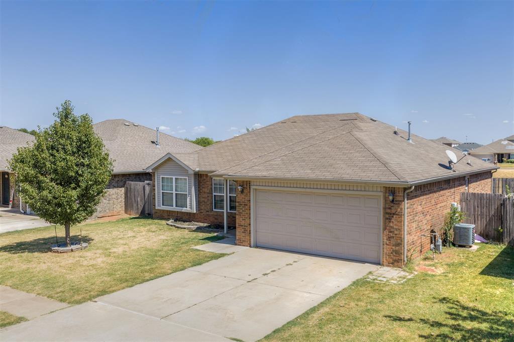 This 2012 built Charming home is located in a great neighborhood, of Moore Oklahoma, it has been well maintained, ready and waiting for your family to enjoy it, the living room and all bedrooms have laminated floor so you don't have to deal with carpet. Spacious backyard for your cook outs, and family celebrations,  easy access to I 240, shopping centers, restaurants etc... 3 bedrooms, 2 bathrooms and 2 car garages with a storm shelter for up to 10 people, Kitchen and bathrooms have ceramic title. Bathtub is waiting for you after a very hard work day or just to relax.  Gas stove and built in Microwave. HOA is $150 per year, inside utility room, the property is actually occupied by tenants who require 48 hours notice to show it, call and schedule your showing today
