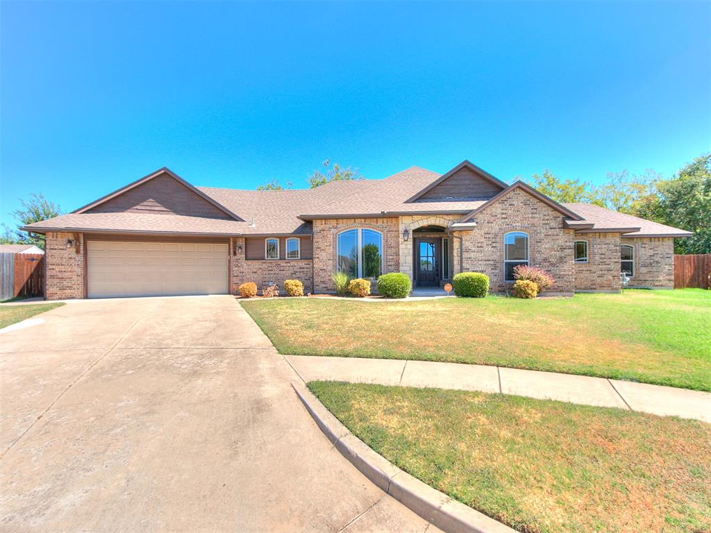 New roof going on soon!!  Seller willing to pay closing costs with good offer!!Beautiful one-owner home, thoughtfully maintained and tucked away on a quiet cul-de-sac in The Falls! An inviting open layout showcases rich wood flooring, extensive woodwork, crown molding and a striking fireplace that anchors the spacious living area. The kitchen is a standout with abundant cabinetry, granite countertops, stainless steel appliances, gas range, breakfast bar and an adjoining dining area filled with natural light.The spacious primary suite offers a tray ceiling and private bath with double vanity, soaking tub, separate shower and an impressive walk-in closet with extensive built-in storage. A dedicated study with beautiful wood doors and built-in cabinetry provides the perfect home office, library or flex space. The separate utility room offers even more cabinetry and storage.Outside, the all-brick exterior, covered front entry and established landscaping create wonderful curb appeal. Enjoy morning coffee, relaxing evenings or entertaining on the covered back patio. The oversized two-car garage provides additional room for parking and storage.Located in Moore Public Schools with convenient access to Moore, Norman and Oklahoma City, along with shopping, dining and major thoroughfares. The cul-de-sac setting offers less through traffic and the comfortable feel of an established neighborhood. Beautiful finishes, exceptional storage and thoughtfully designed spaces make this home as functional as it is inviting. With plenty of room to gather, work, relax and entertain, this well-cared-for home is ready for its next chapter. **Schedule your showing and come see it for yourself!**